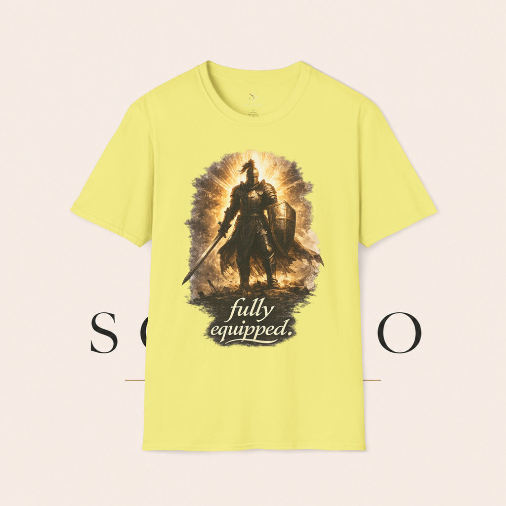 Knight Graphic T-Shirt — 'Fully Equipped' Medieval Armor Gamer Tee