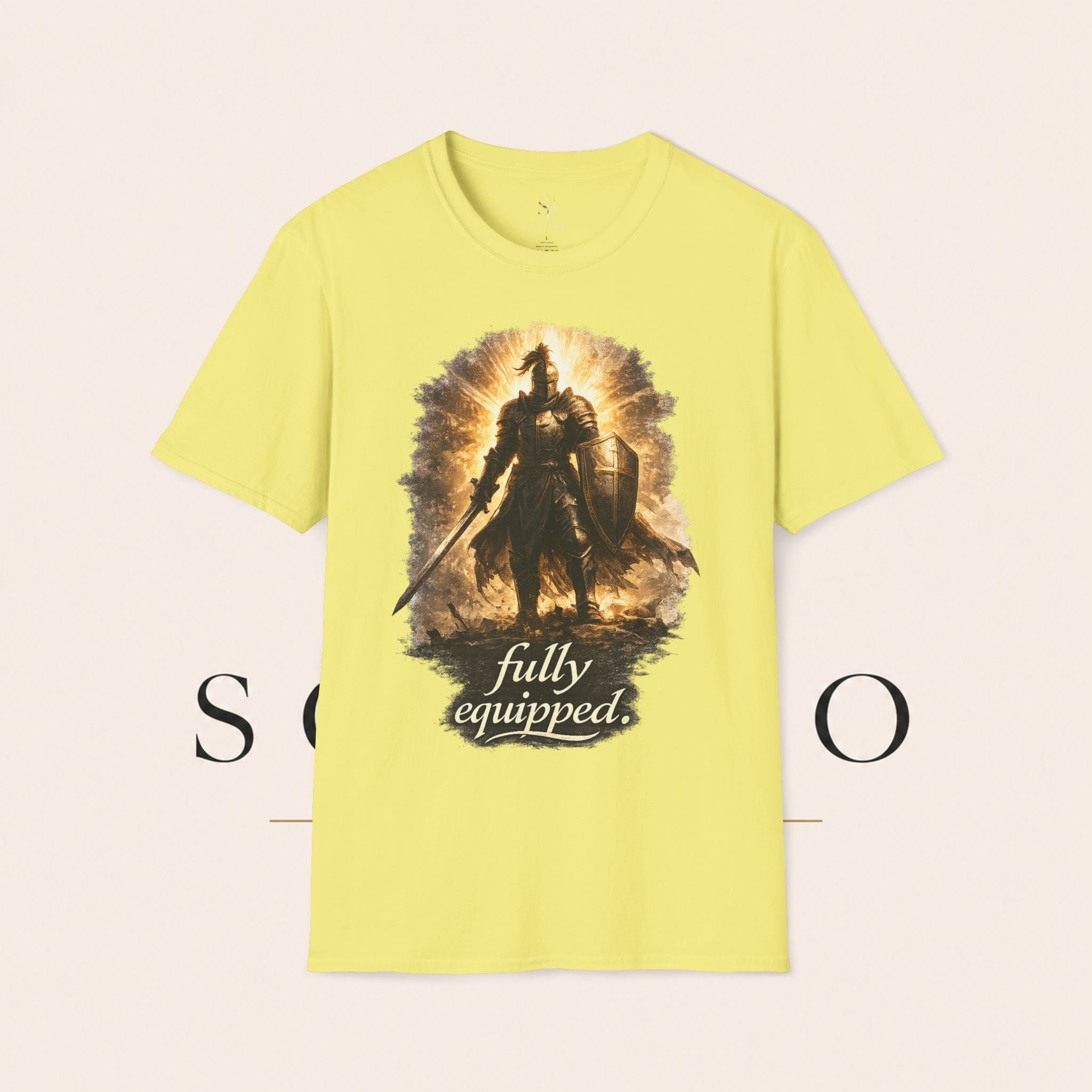 Knight Graphic T-Shirt — 'Fully Equipped' Medieval Armor Gamer Tee