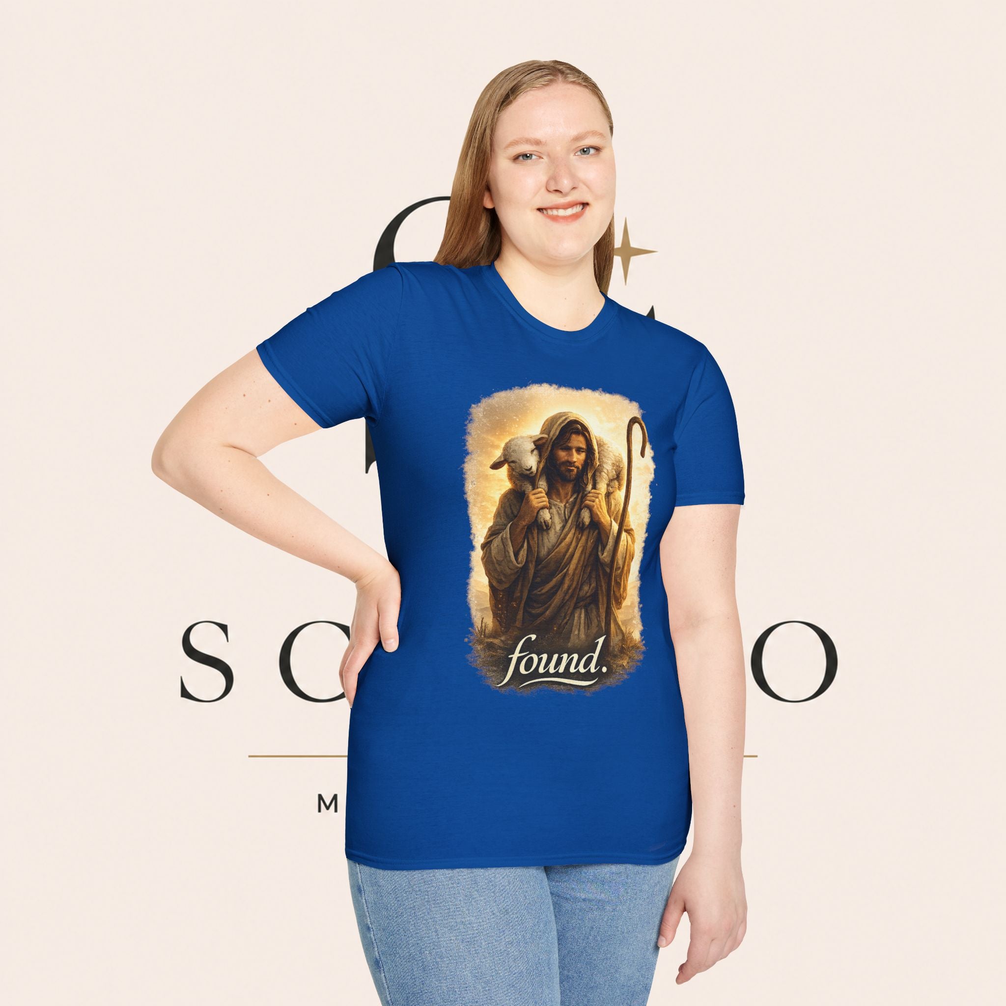 Jesus the Good Shepherd T-Shirt — 'Found.' Christian Faith Tee