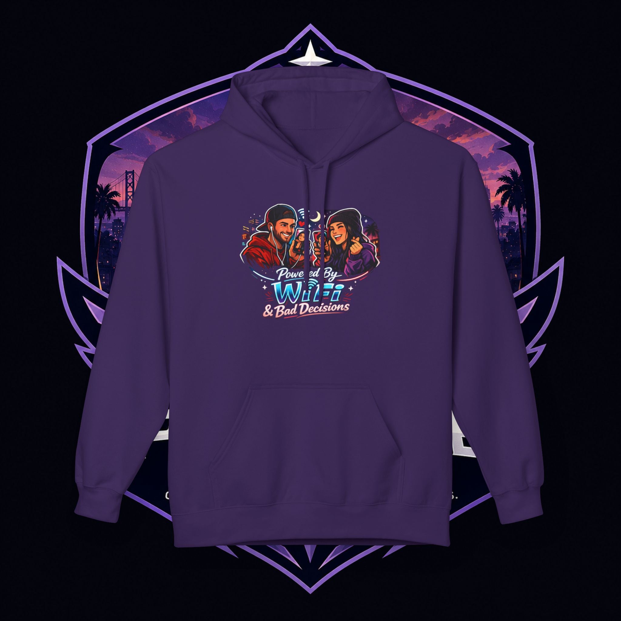 LDR inspired Retro '80s Vibes Hoodie — Neon Miami Movie Couple Design