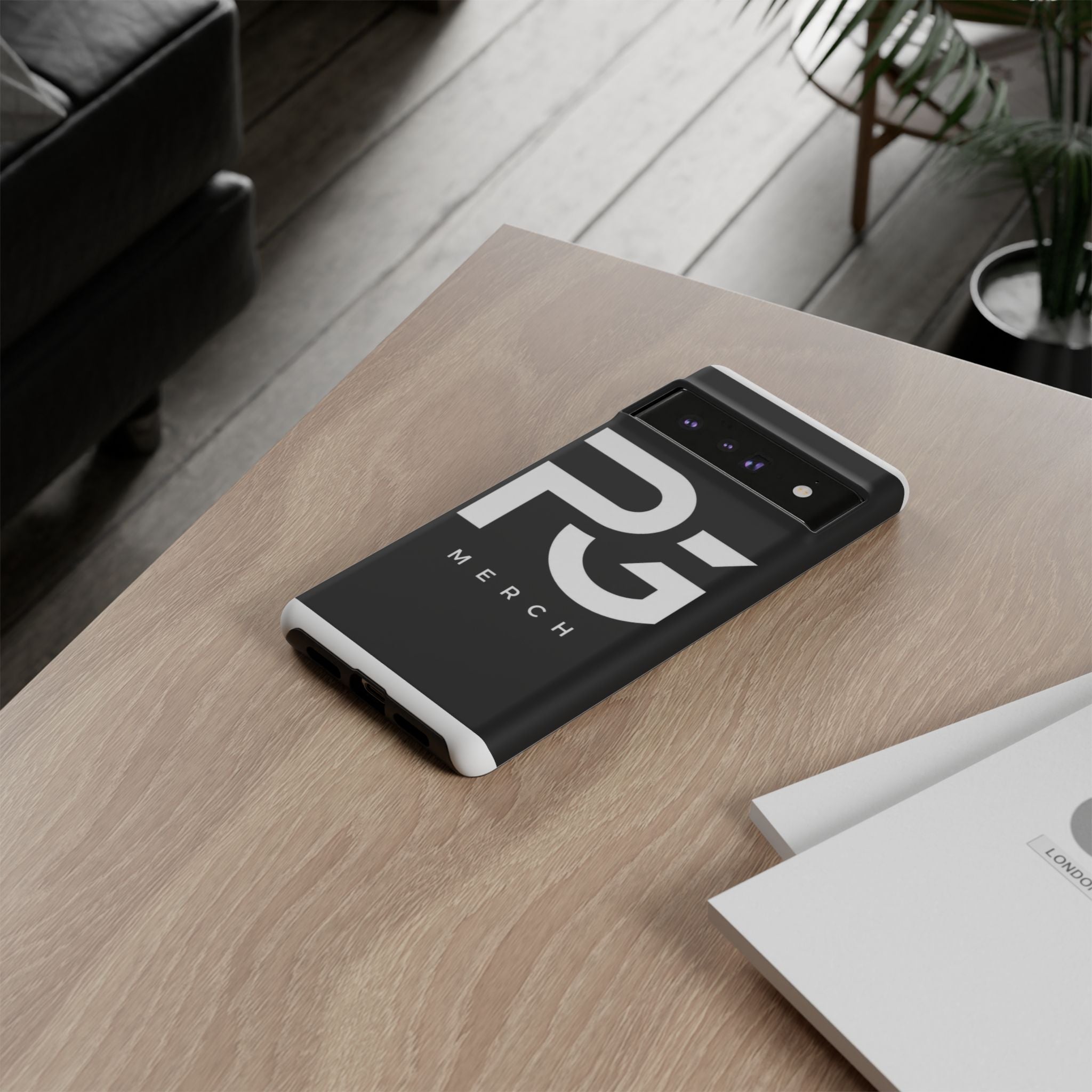 PG CUSTOMIZED RG Merch Tough Phone Case – Black Protective Phone Cover with Bold Logo