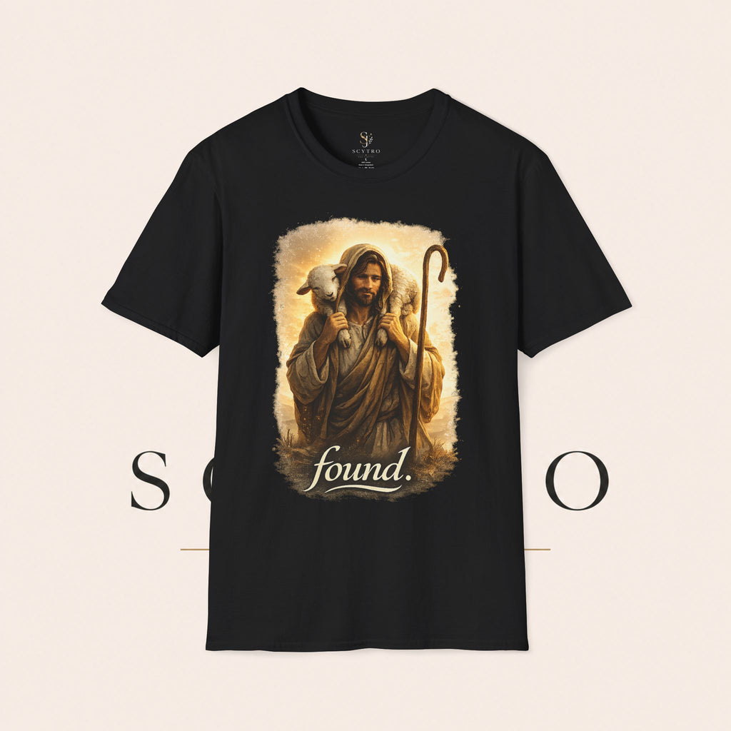 Jesus the Good Shepherd T-Shirt — 'Found.' Christian Faith Tee