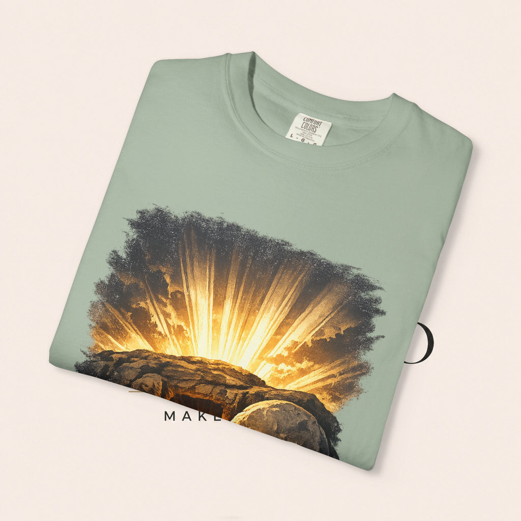 T-Shirt — Sunrise Tomb Graphic ‘death, lost.’ Memorial Tee