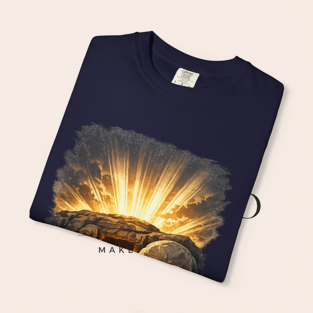 T-Shirt — Sunrise Tomb Graphic ‘death, lost.’ Memorial Tee
