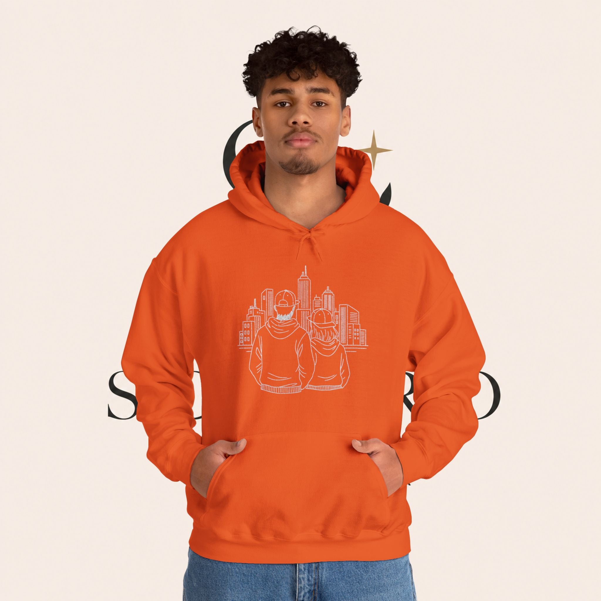 City Couples Hoodie — Matching Skyline Couple Sweatshirt