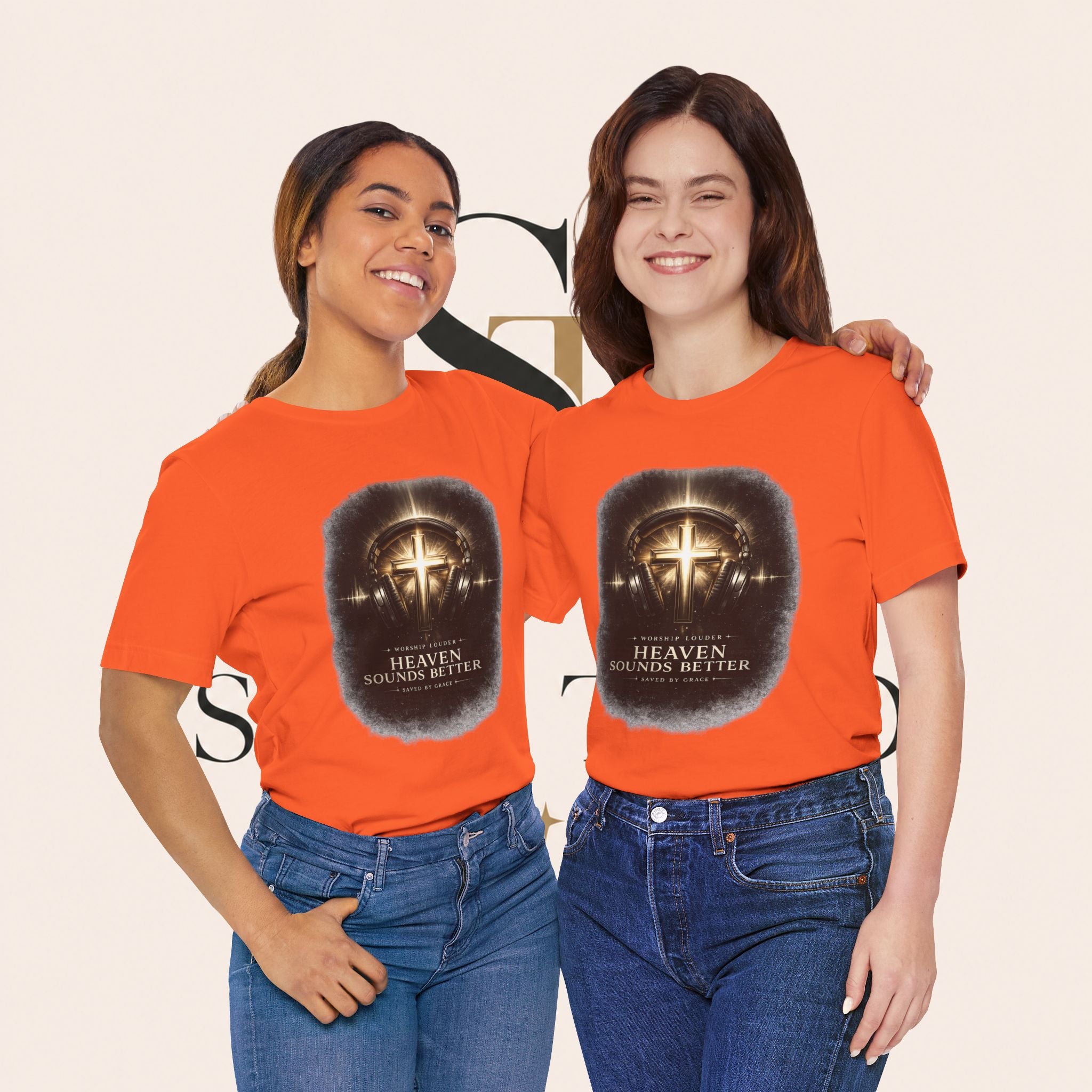Youth Christian T‑Shirt - "Heaven Sounds Better" Cross Headphones Graphic Tee