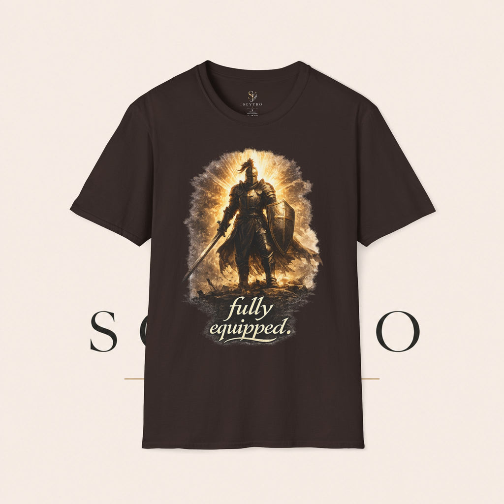 Knight Graphic T-Shirt — 'Fully Equipped' Medieval Armor Gamer Tee