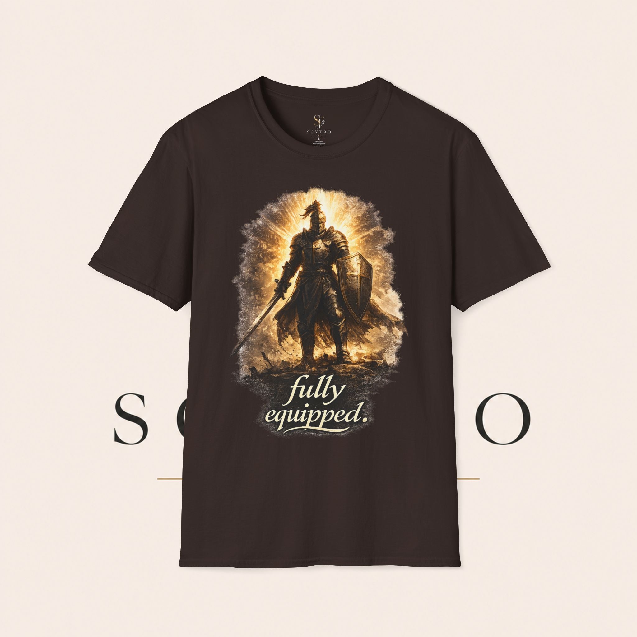 Knight Graphic T-Shirt — 'Fully Equipped' Medieval Armor Gamer Tee