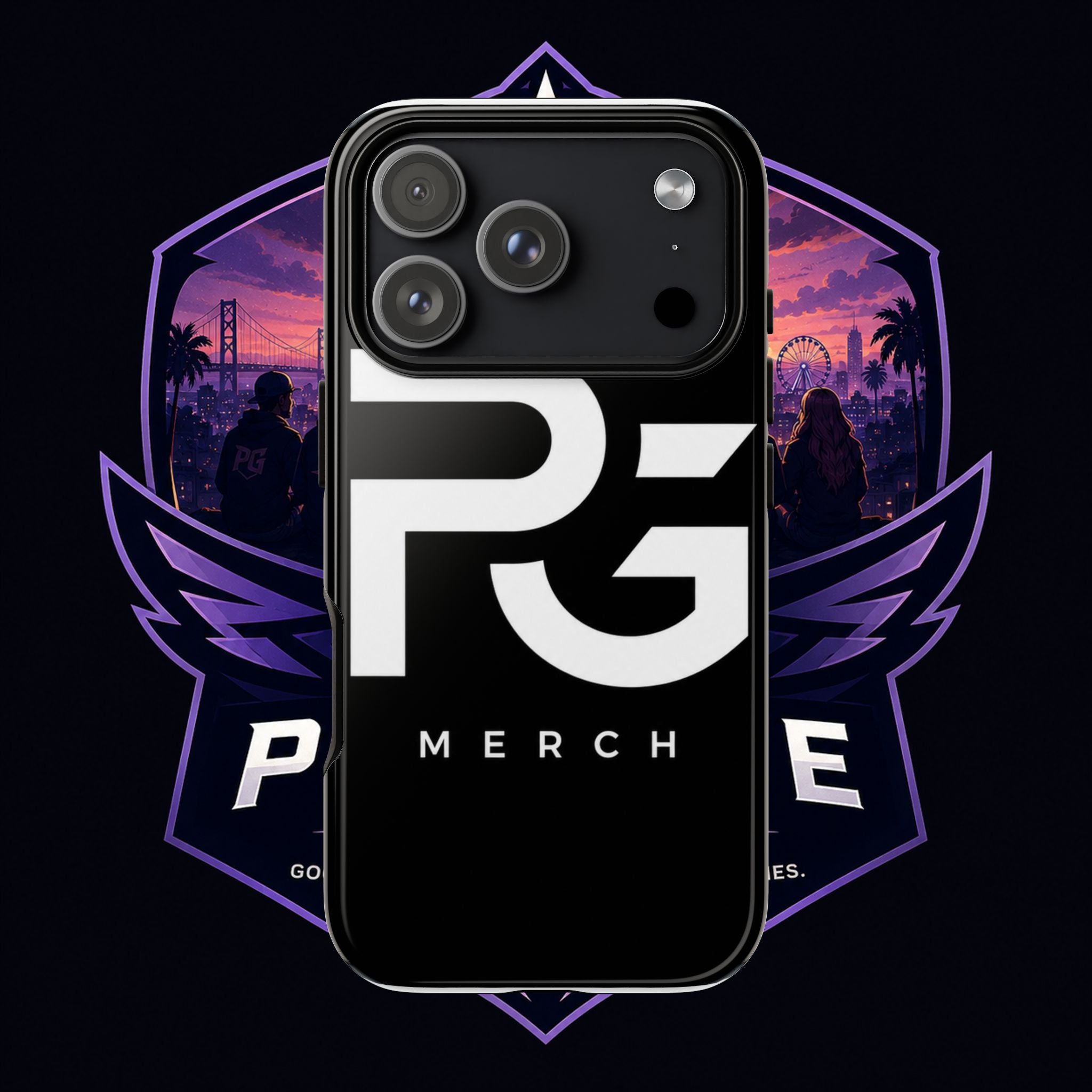 PG CUSTOMIZED RG Merch Tough Phone Case – Black Protective Phone Cover with Bold Logo