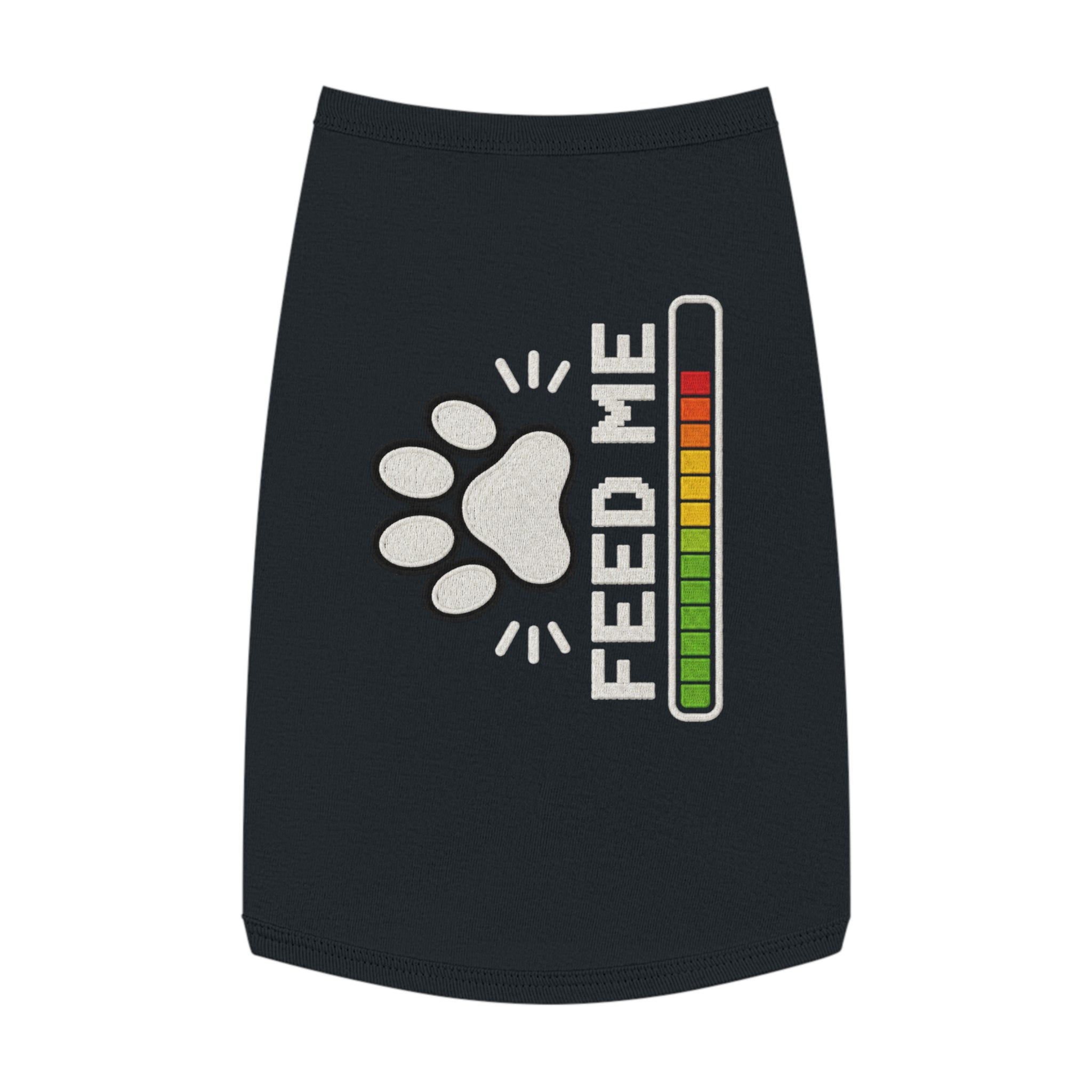 PG Pet Tank Top - "Feed Me" Paw Print Hunger Meter Dog & Cat Shirt