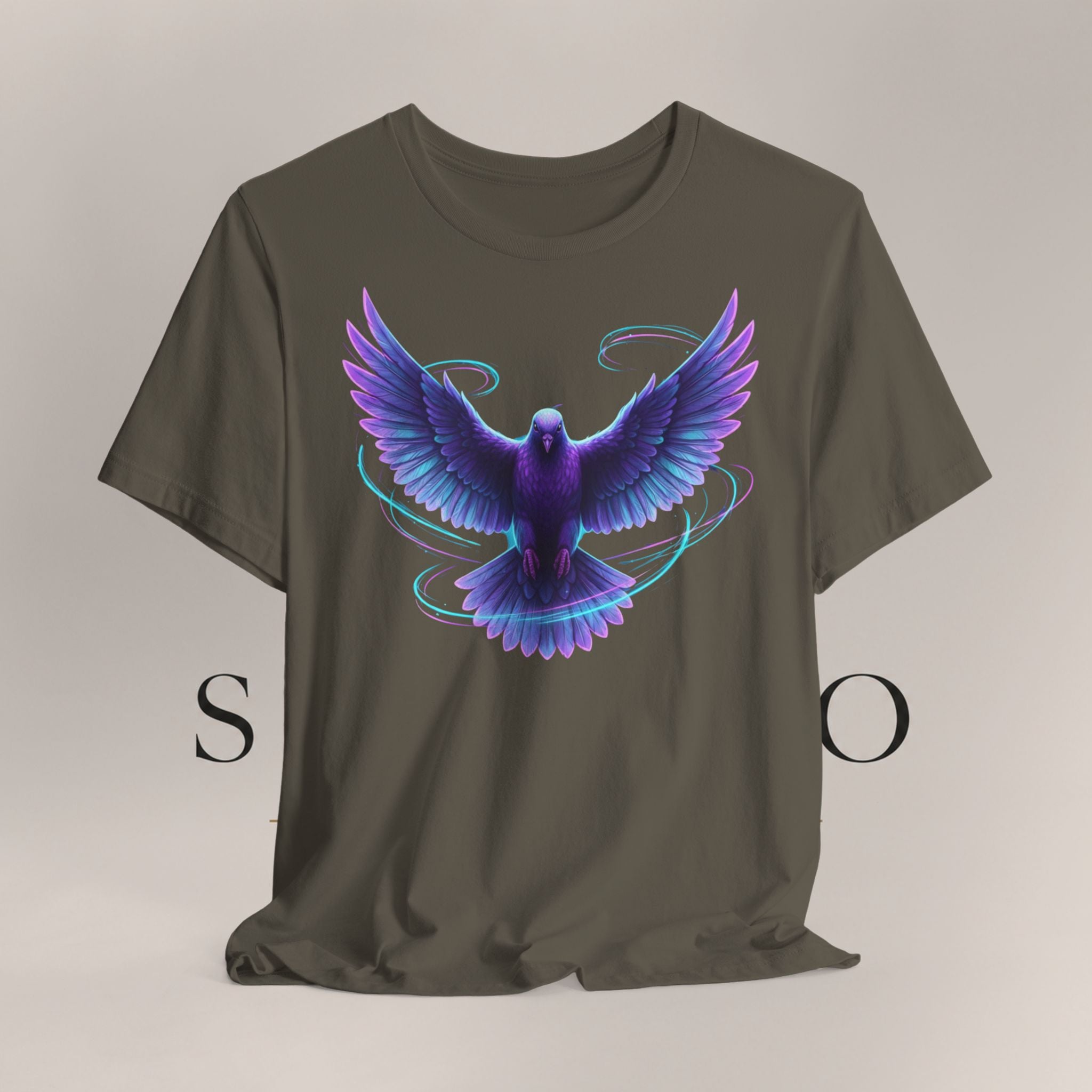 Mystic Raven Tee — Purple Glowing Dove Graphic T-Shirt
