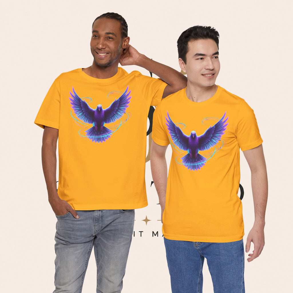 Mystic Raven Tee — Purple Glowing Dove Graphic T-Shirt