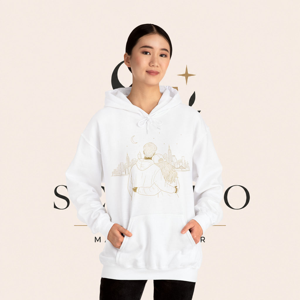 Couple Silhouette Hoodie – Romantic Cityscape 'Together' Pullover