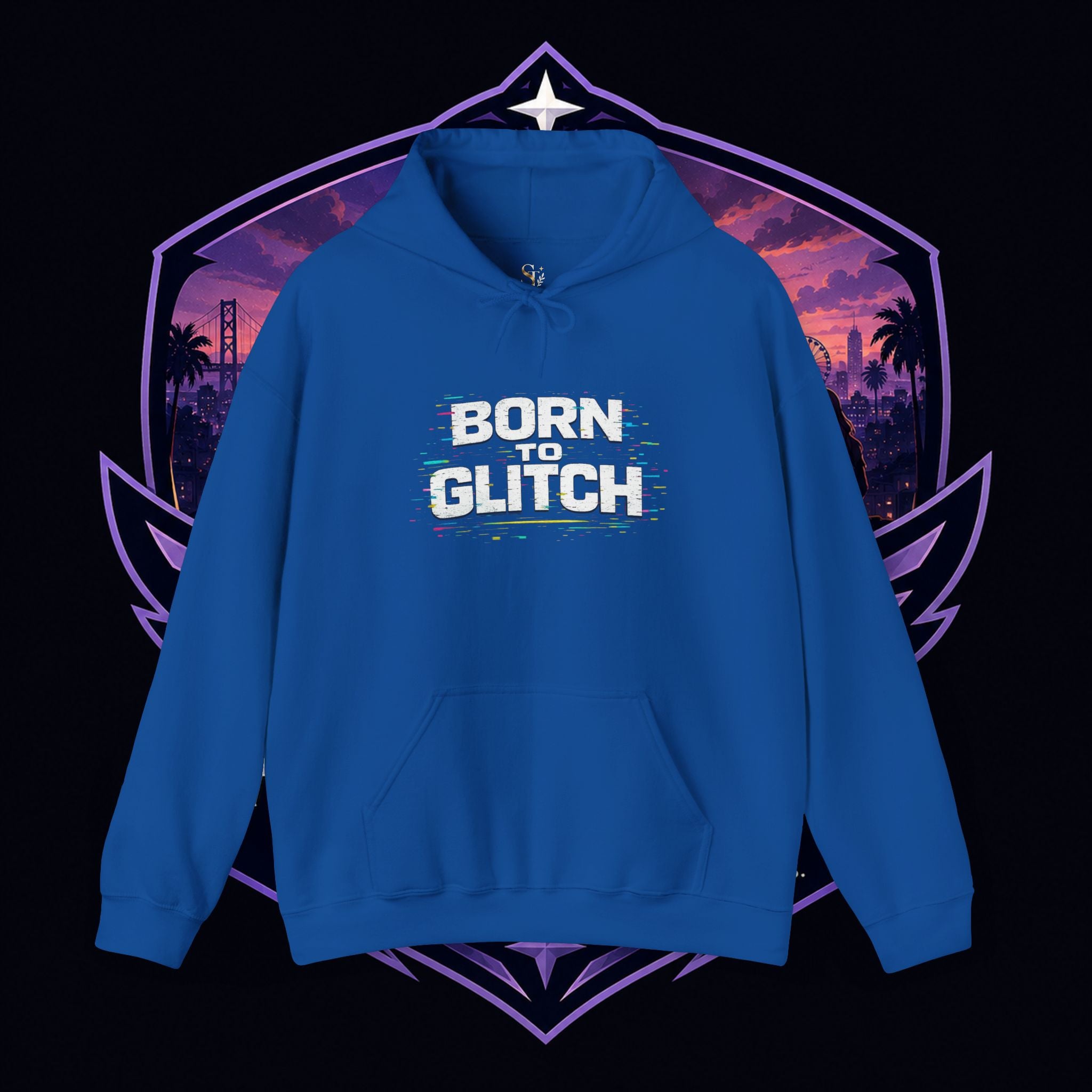 Born Glitch Hoodie — Retro Cyberpunk Vaporwave Graphic Sweatshirt