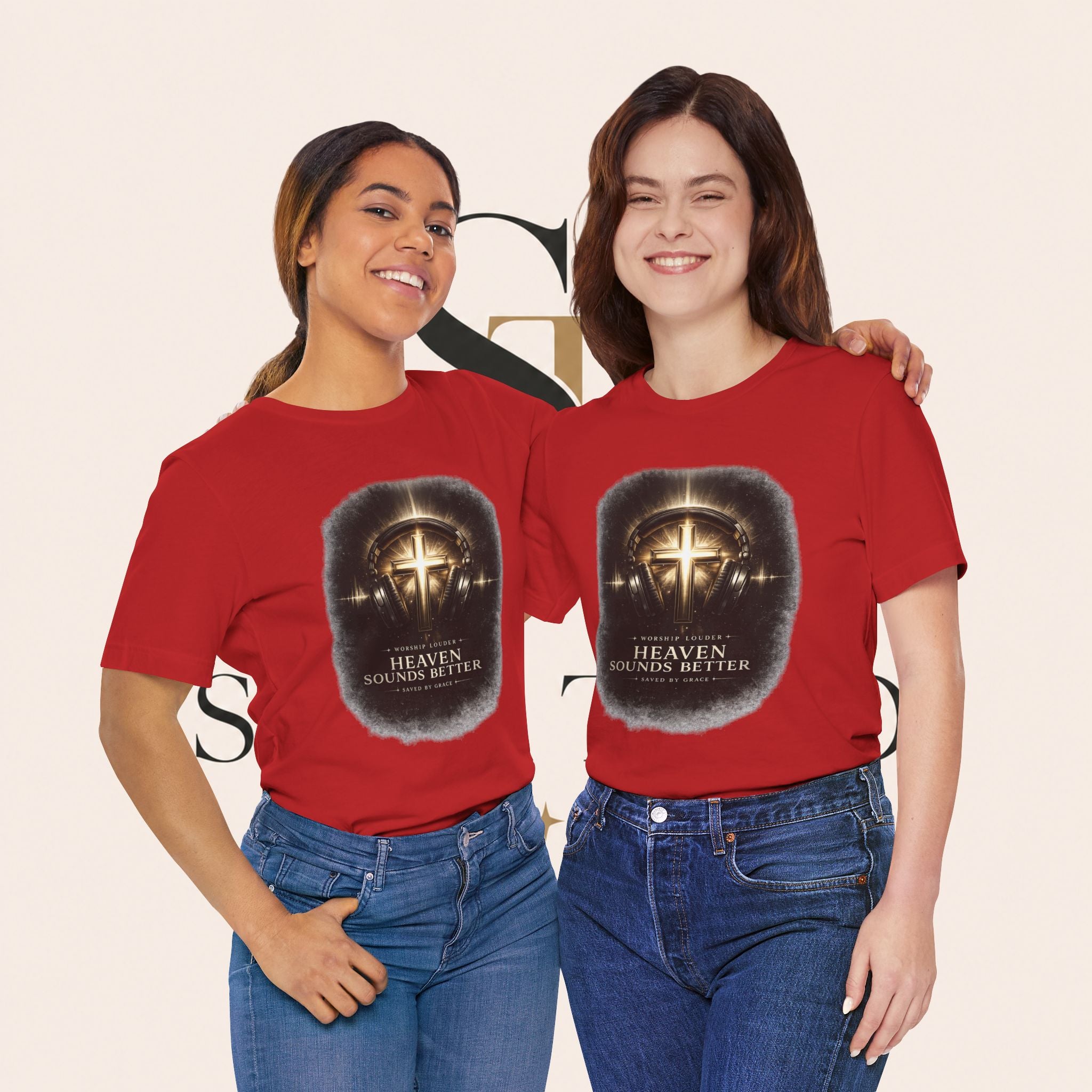 Youth Christian T‑Shirt - "Heaven Sounds Better" Cross Headphones Graphic Tee