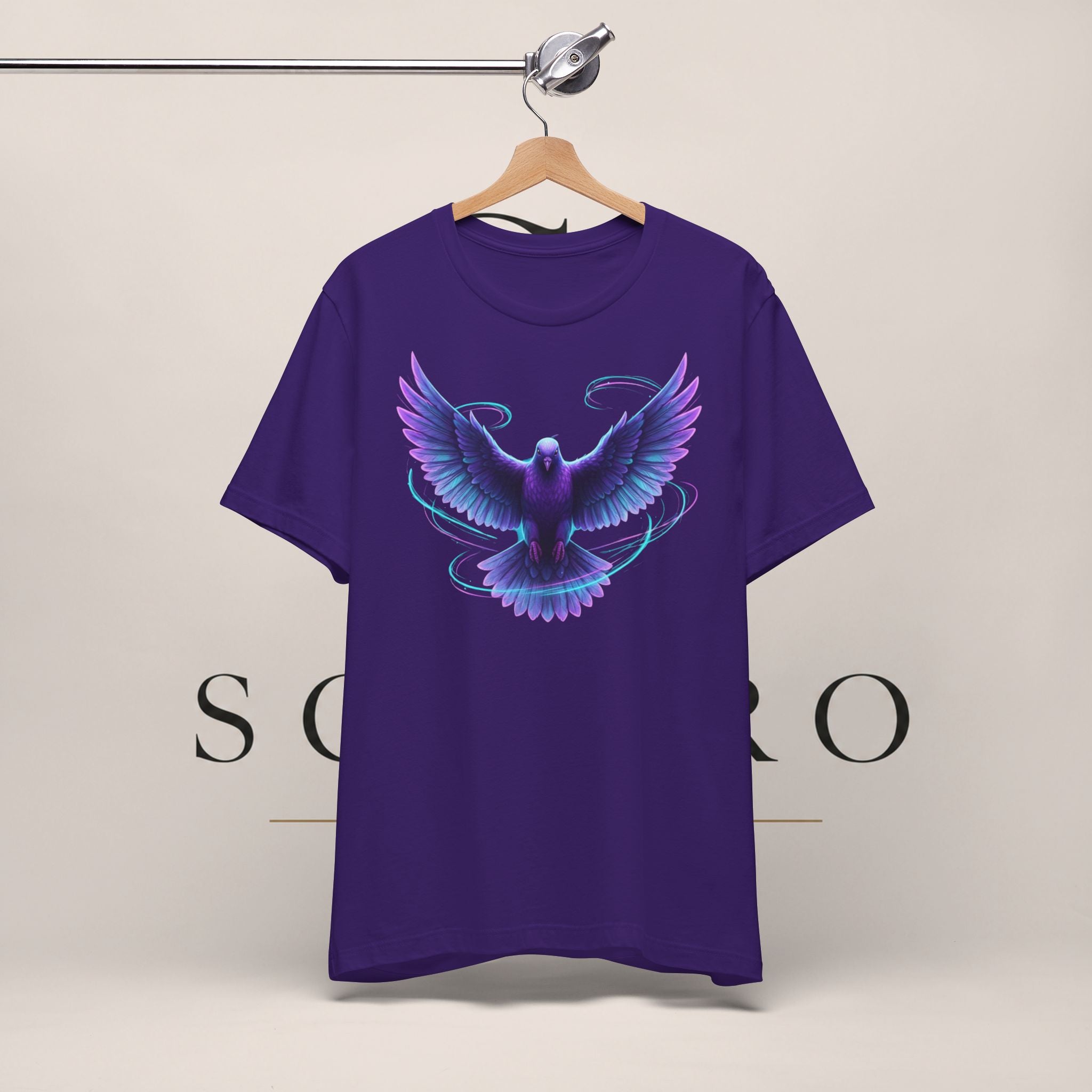 Mystic Raven Tee — Purple Glowing Dove Graphic T-Shirt