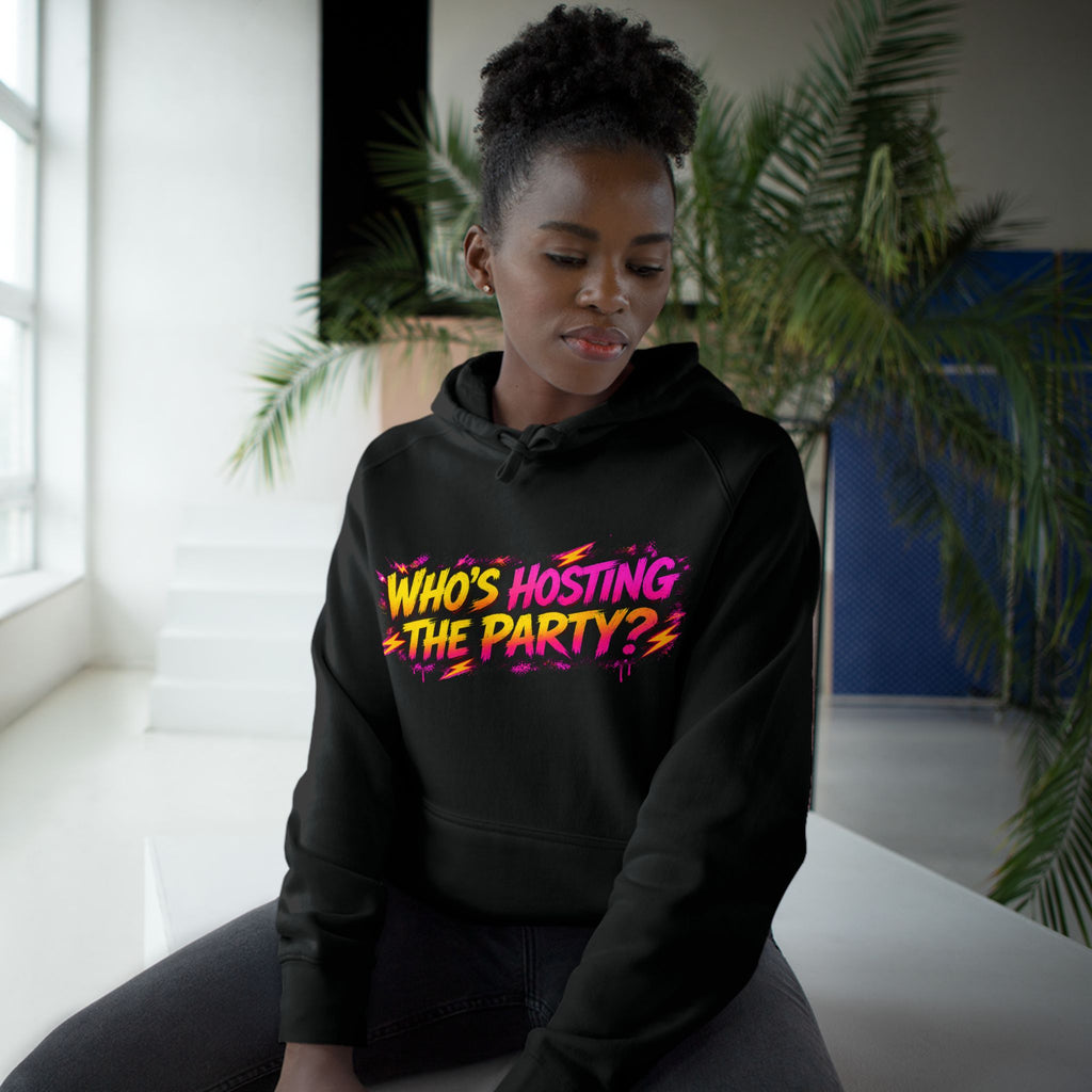 PG SUZY Party Graphic Hoodie — "Who's Hosting the Party?" Retro Concert Pullover