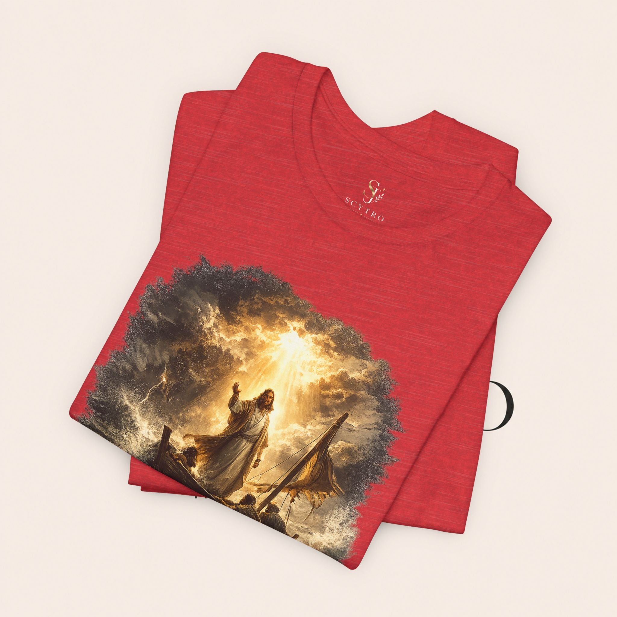Peace Speaks Louder Christian T‑Shirt — Jesus Calming the Storm Faith Tee