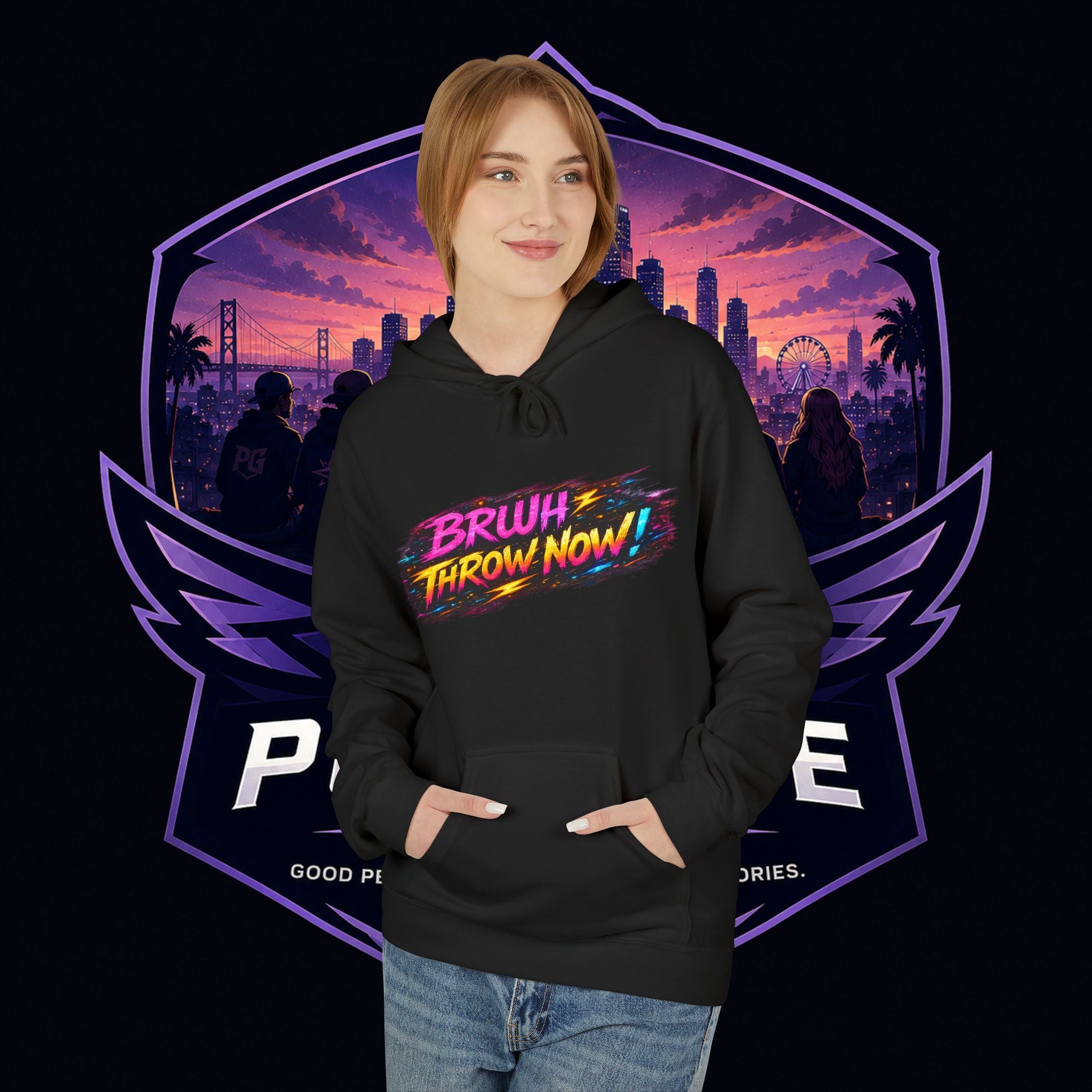 PG CZAR  "Hey Wake Up, It's Your Turn" Back Print PG 'Bruh Throw Now!' Graphic Hoodie