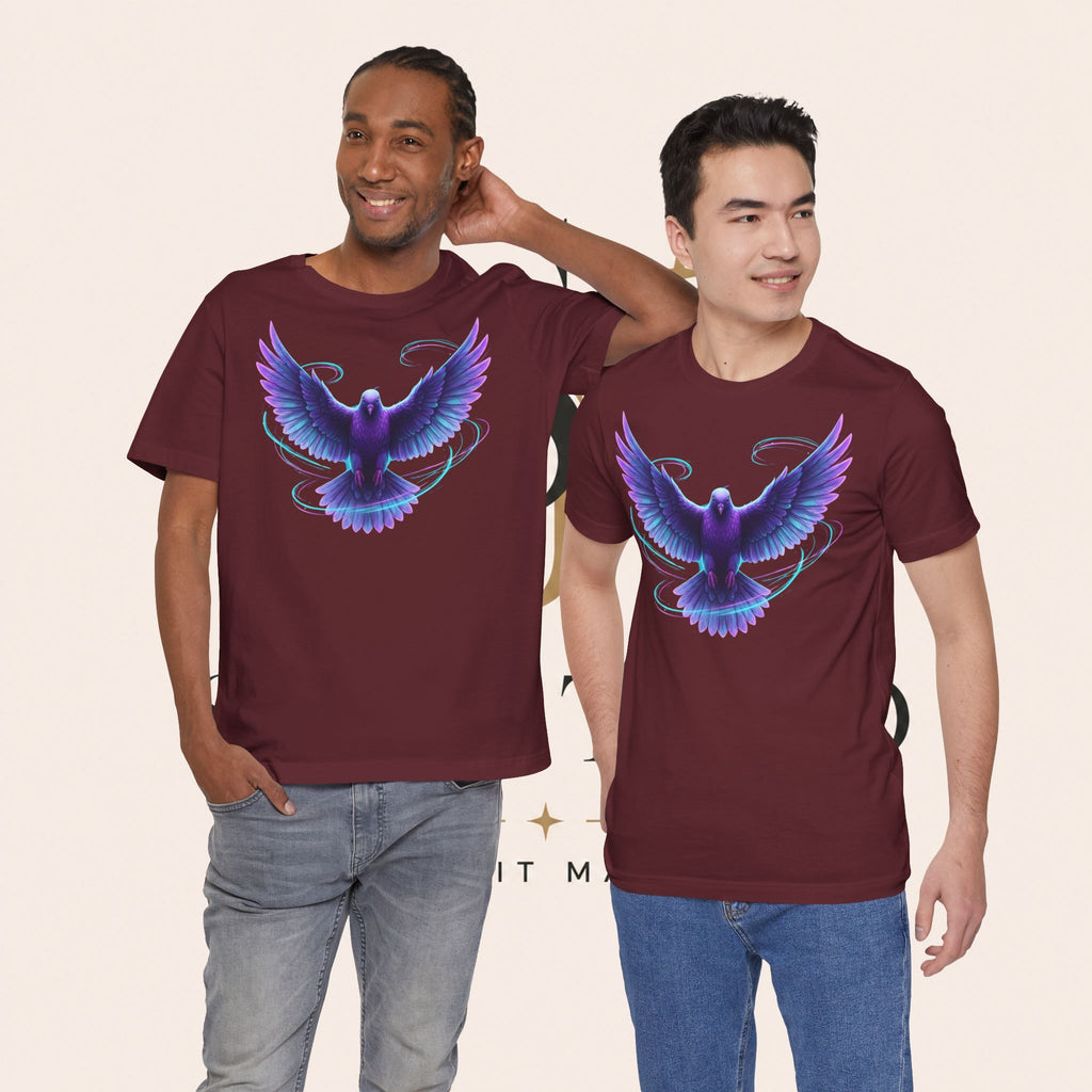 Mystic Raven Tee — Purple Glowing Dove Graphic T-Shirt