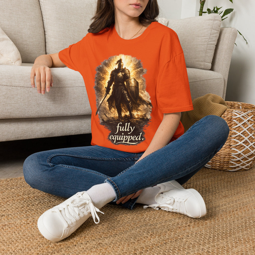 Knight Graphic T-Shirt — 'Fully Equipped' Medieval Armor Gamer Tee
