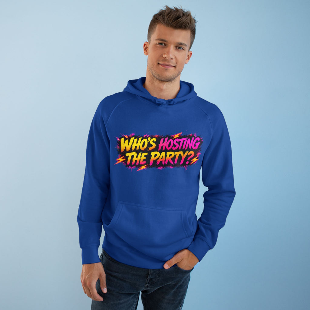 PG SUZY Party Graphic Hoodie — "Who's Hosting the Party?" Retro Concert Pullover