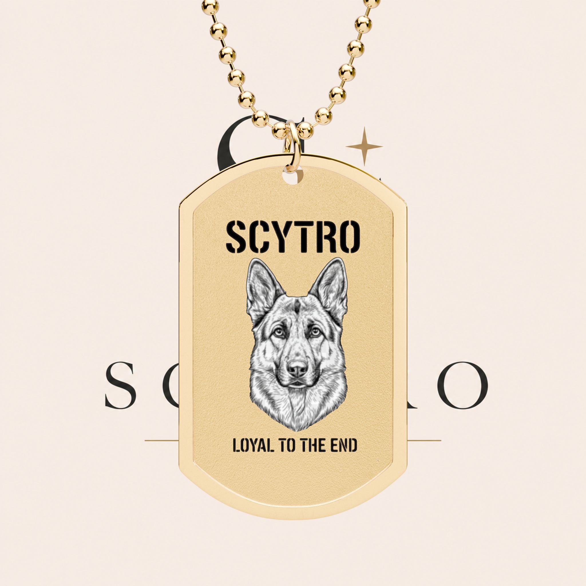 Personalized Dog Tag Necklace — "SCYTRO" German Shepherd Tribute
