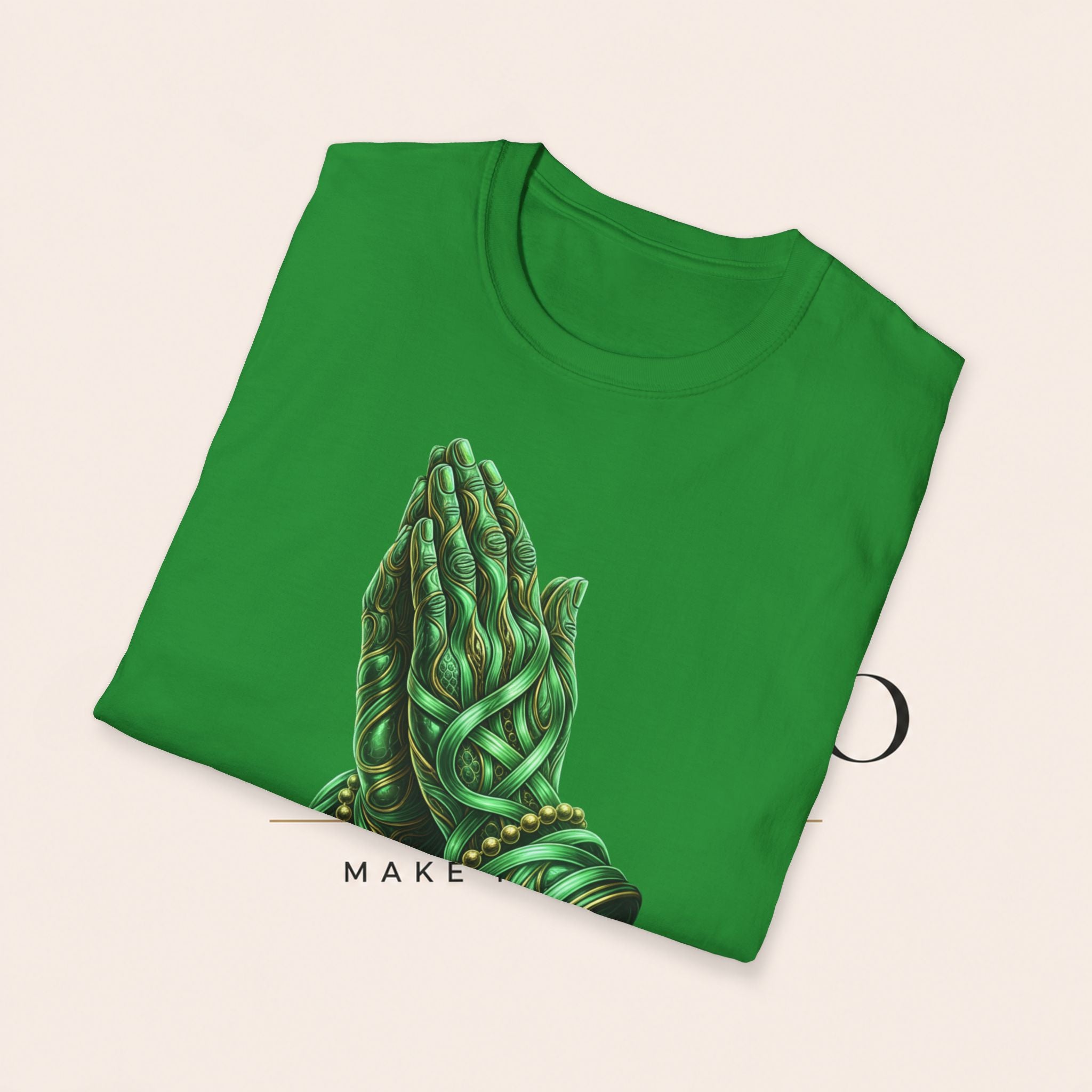 Praying Hands T‑Shirt — Green Vines Prayer Hands Graphic Tee