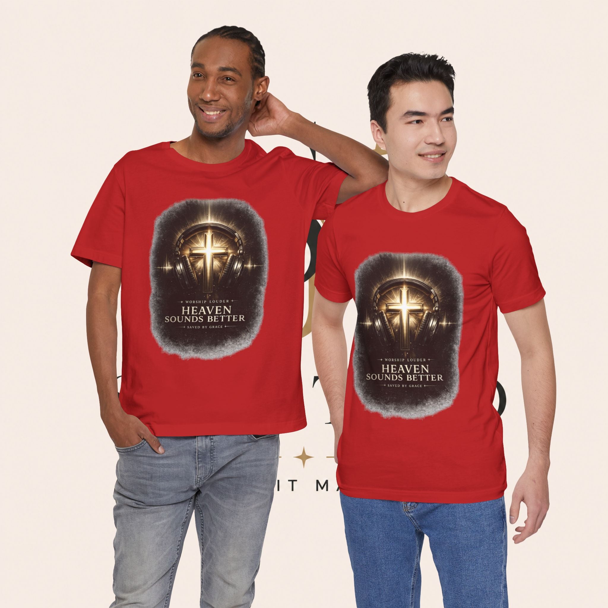 Youth Christian T‑Shirt - "Heaven Sounds Better" Cross Headphones Graphic Tee