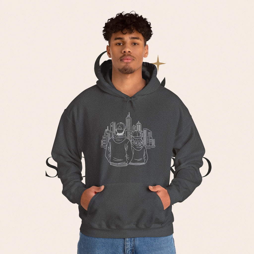 City Couples Hoodie — Matching Skyline Couple Sweatshirt