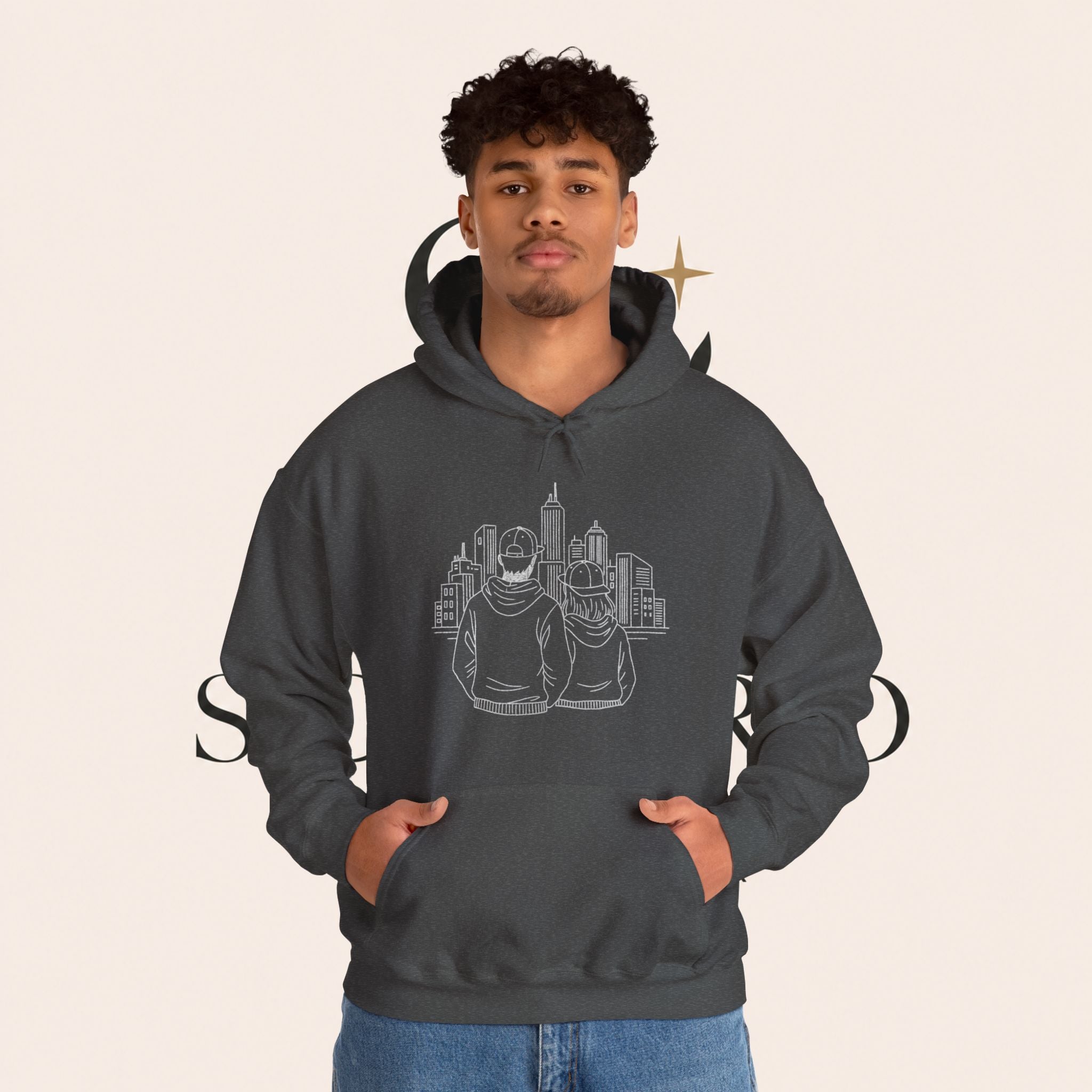 City Couples Hoodie — Matching Skyline Couple Sweatshirt