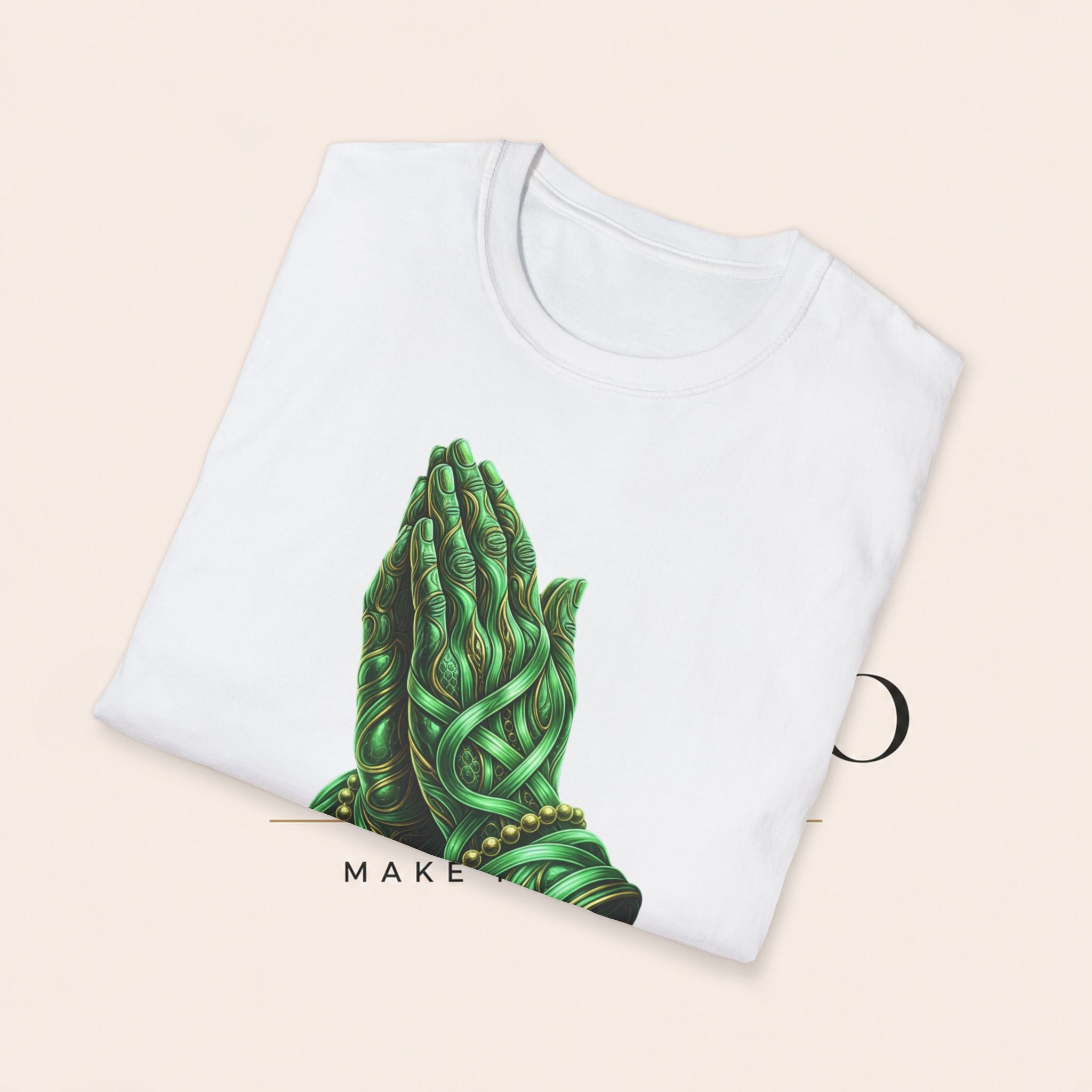 Praying Hands T‑Shirt — Green Vines Prayer Hands Graphic Tee