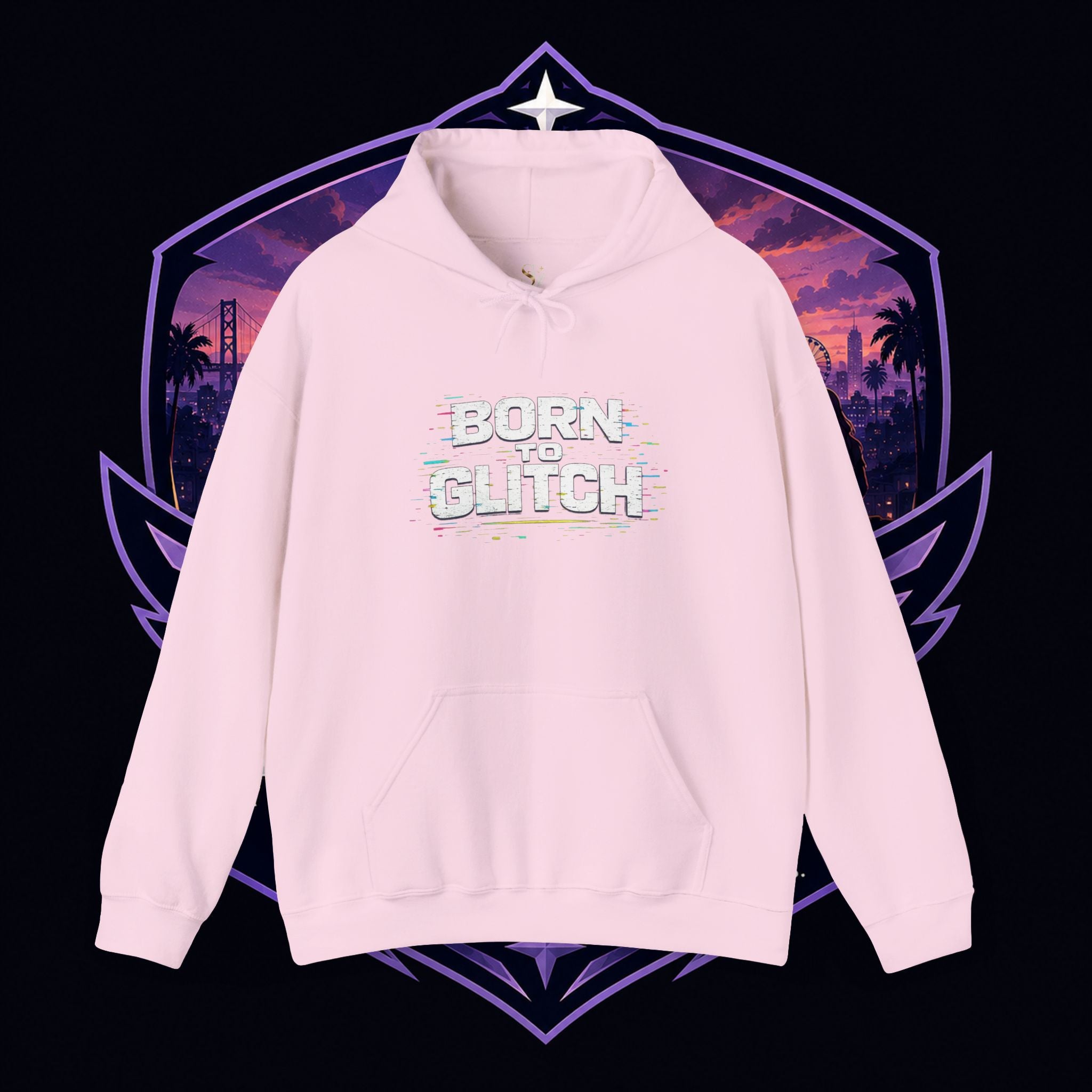 Born Glitch Hoodie — Retro Cyberpunk Vaporwave Graphic Sweatshirt