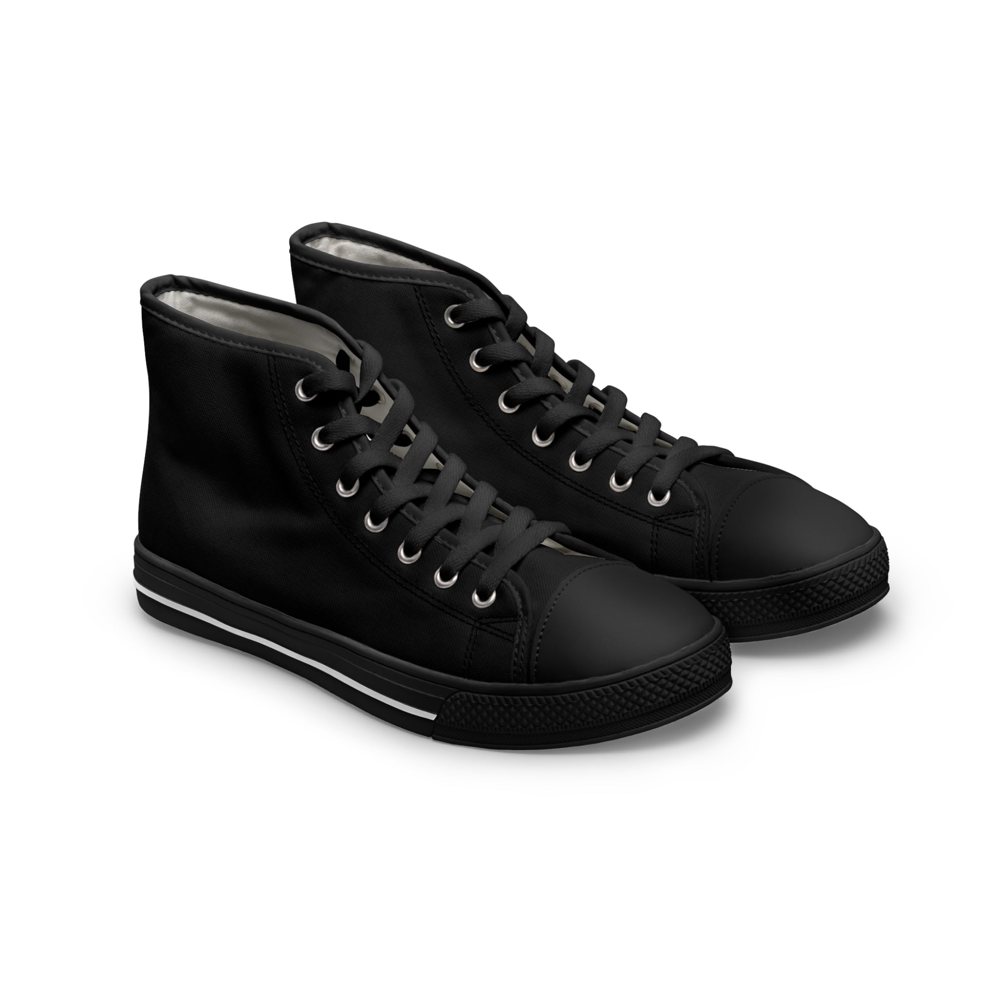 Black High Top Sneakers — Classic Women's Canvas Lace-Up Shoes