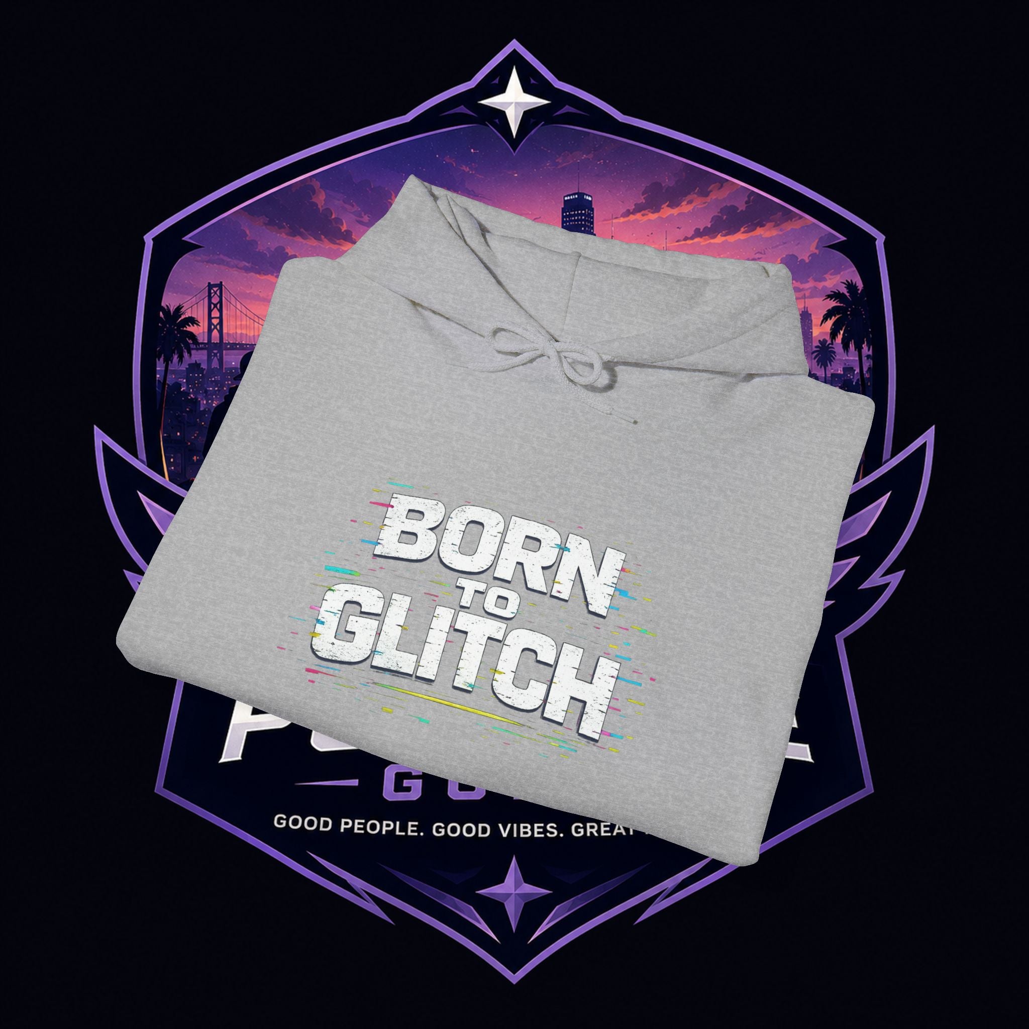 Born Glitch Hoodie — Retro Cyberpunk Vaporwave Graphic Sweatshirt