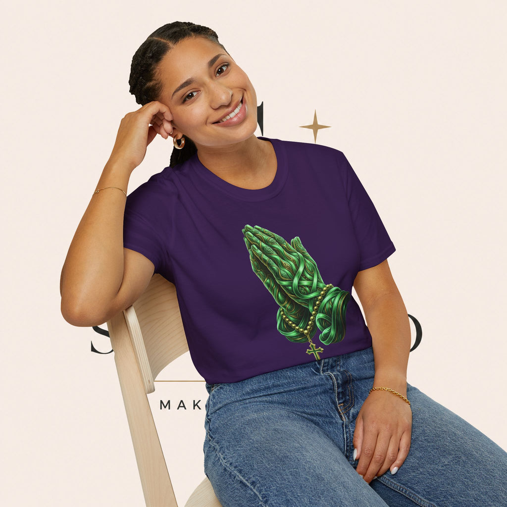 Praying Hands T‑Shirt — Green Vines Prayer Hands Graphic Tee