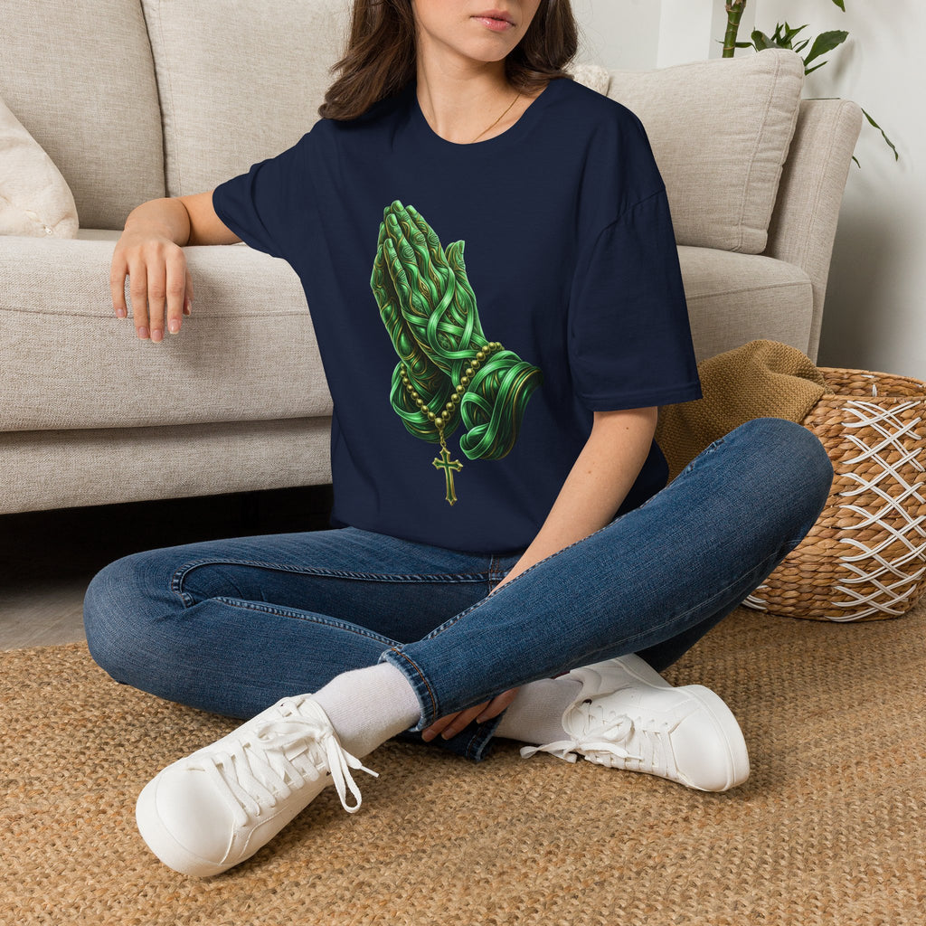 Praying Hands T‑Shirt — Green Vines Prayer Hands Graphic Tee