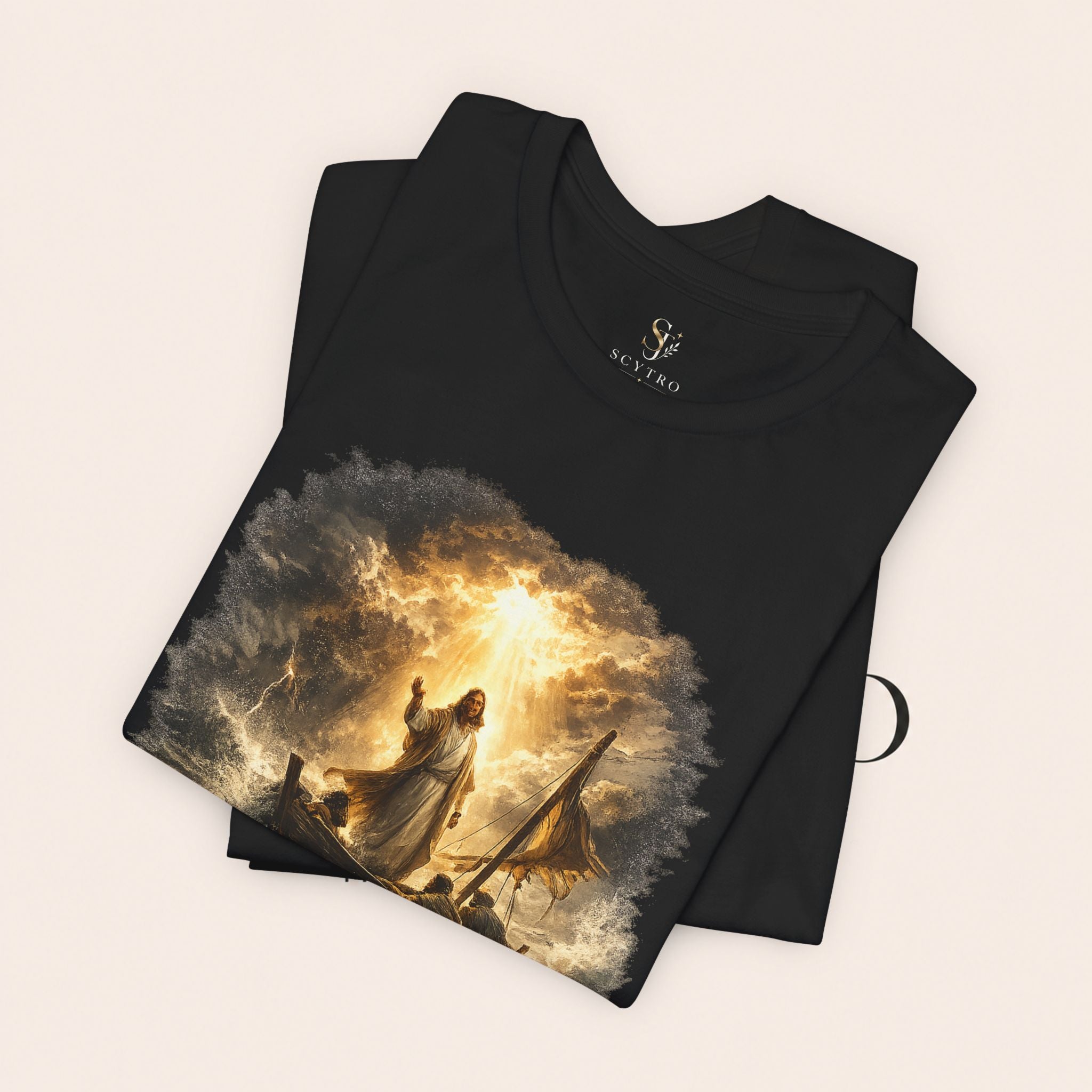 Peace Speaks Louder Christian T‑Shirt — Jesus Calming the Storm Faith Tee