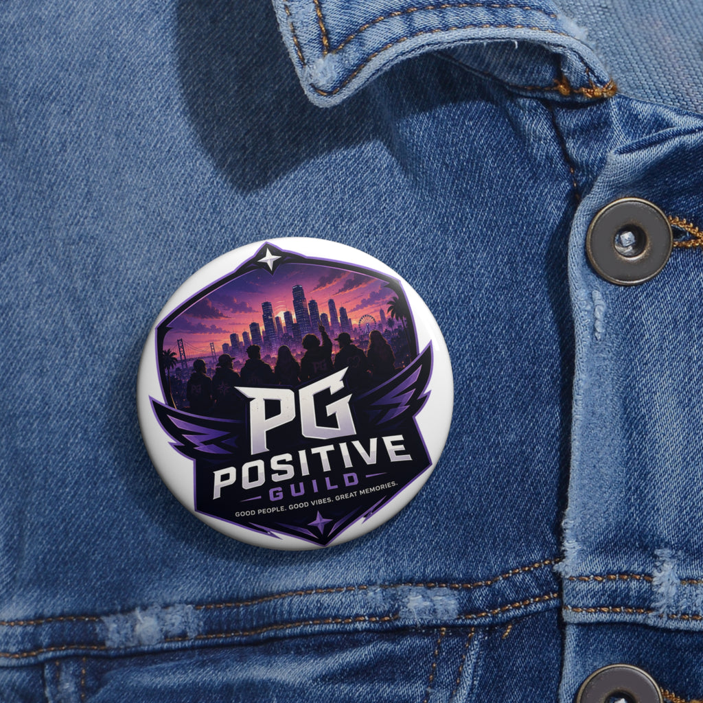 Positive Guild Logo Pin Button — PG Enamel Style Round Badge