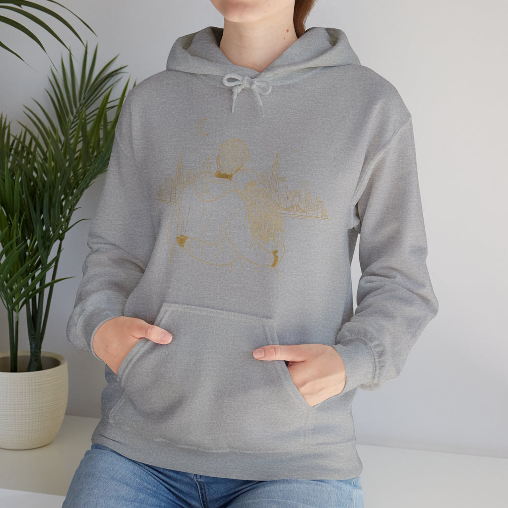 Couple Silhouette Hoodie – Romantic Cityscape 'Together' Pullover