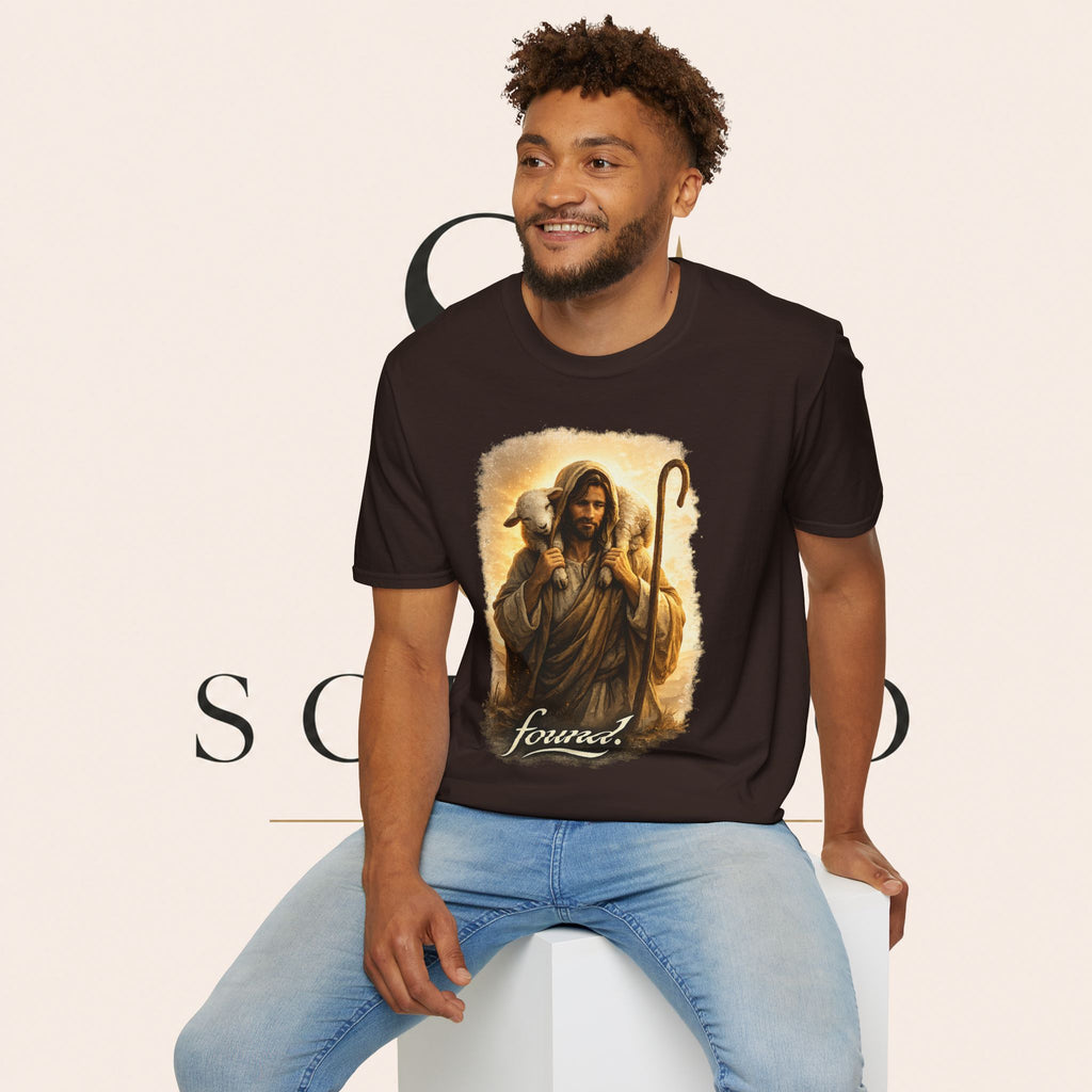 Jesus the Good Shepherd T-Shirt — 'Found.' Christian Faith Tee