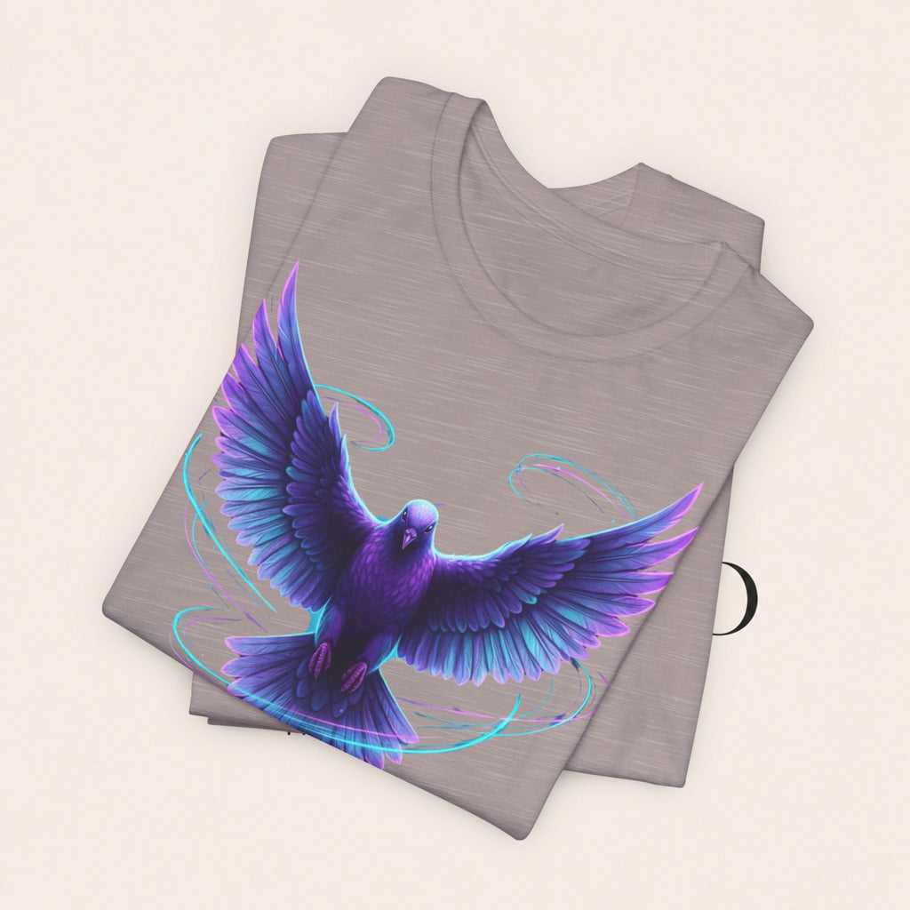 Mystic Raven Tee — Purple Glowing Dove Graphic T-Shirt