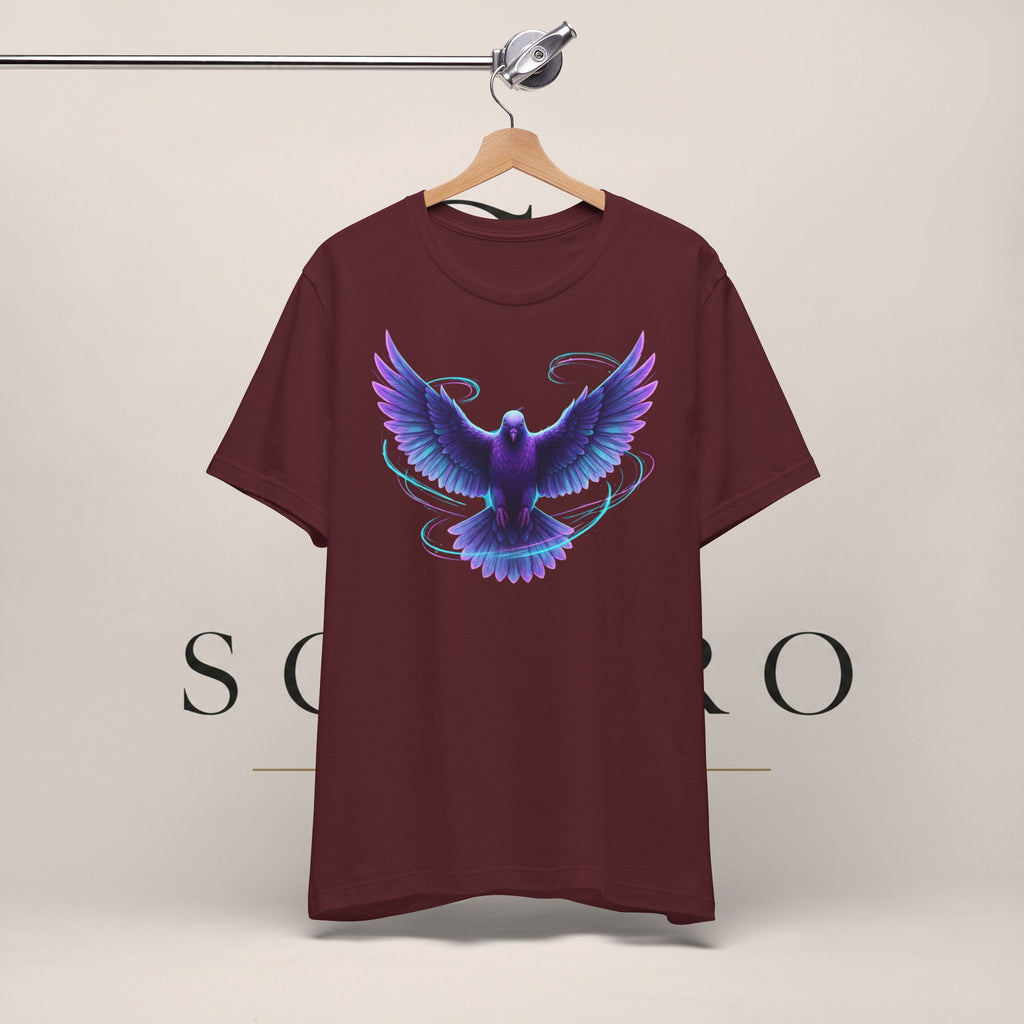 Mystic Raven Tee — Purple Glowing Dove Graphic T-Shirt