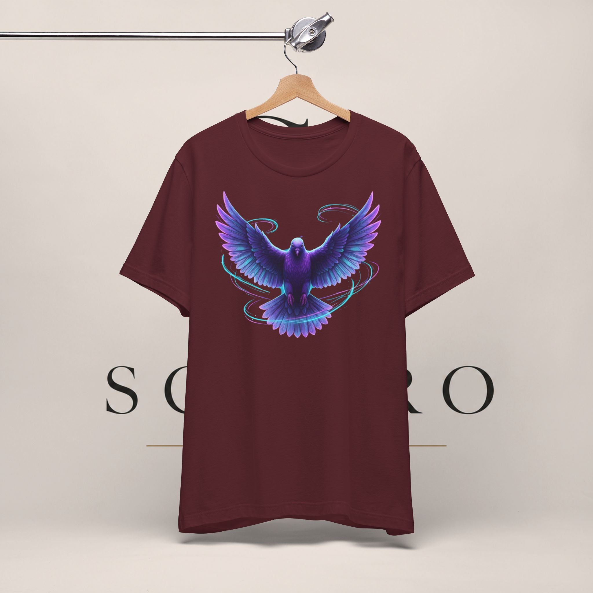 Mystic Raven Tee — Purple Glowing Dove Graphic T-Shirt