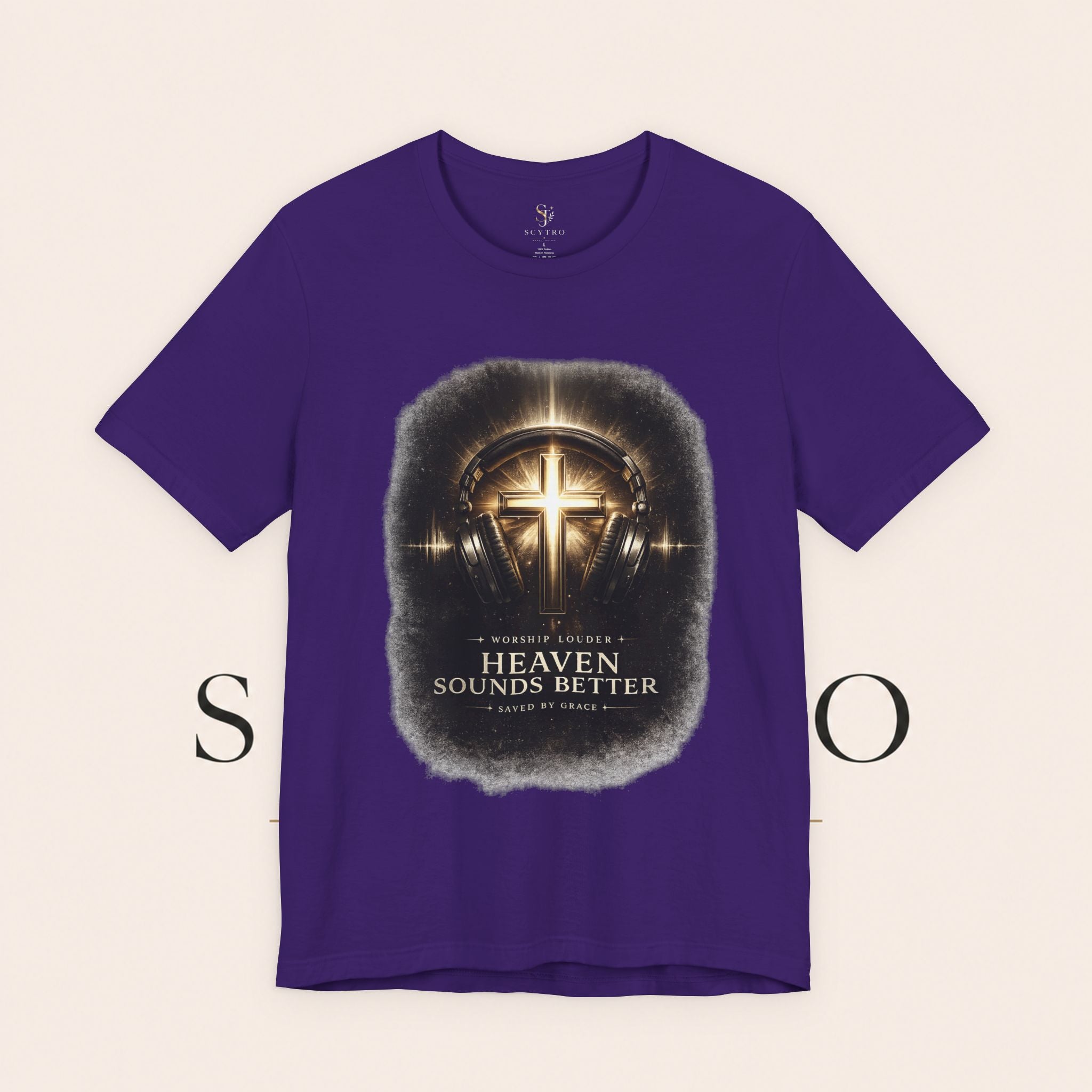 Youth Christian T‑Shirt - "Heaven Sounds Better" Cross Headphones Graphic Tee