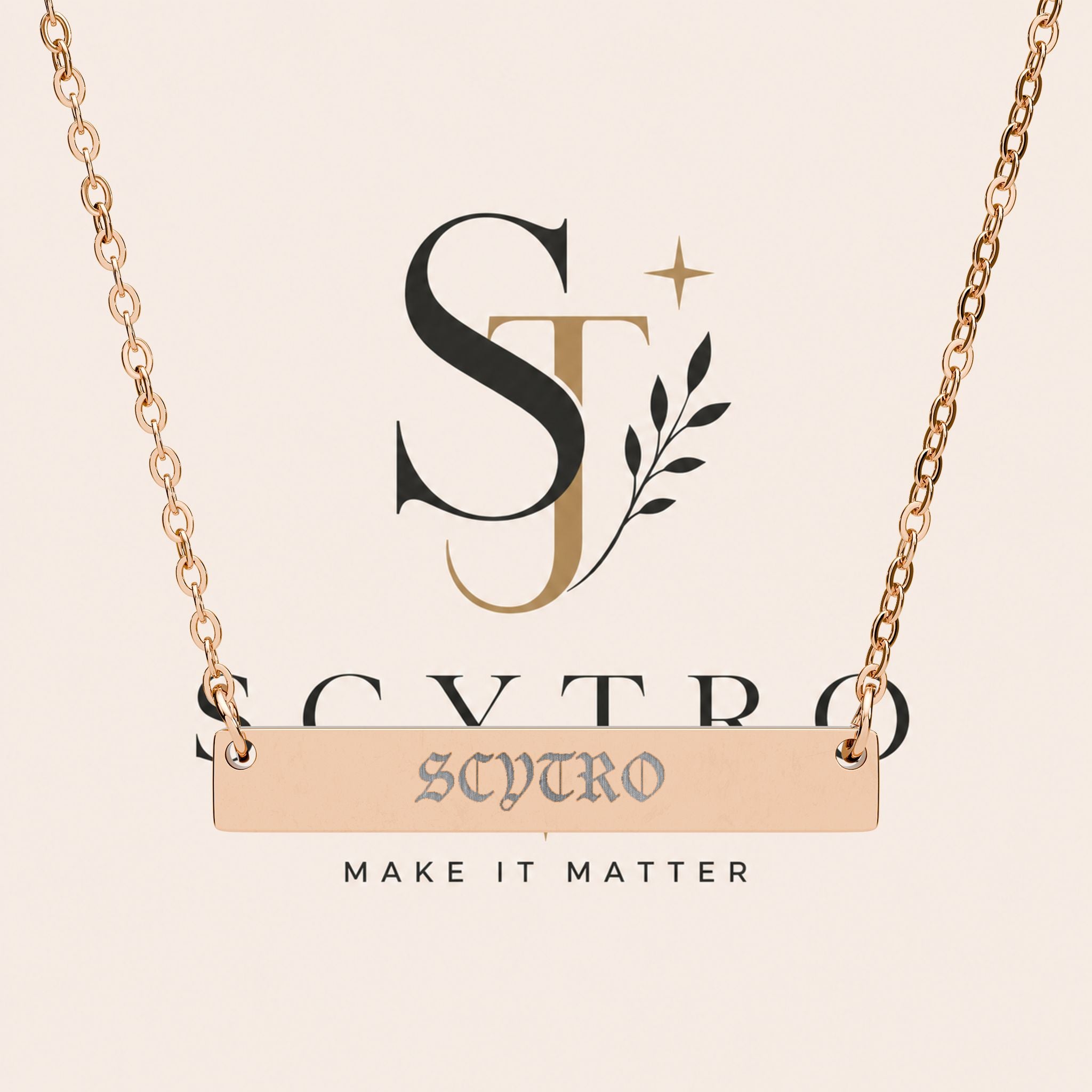 Engravable Horizontal Bar Necklace — Personalized Name Plate Pendant