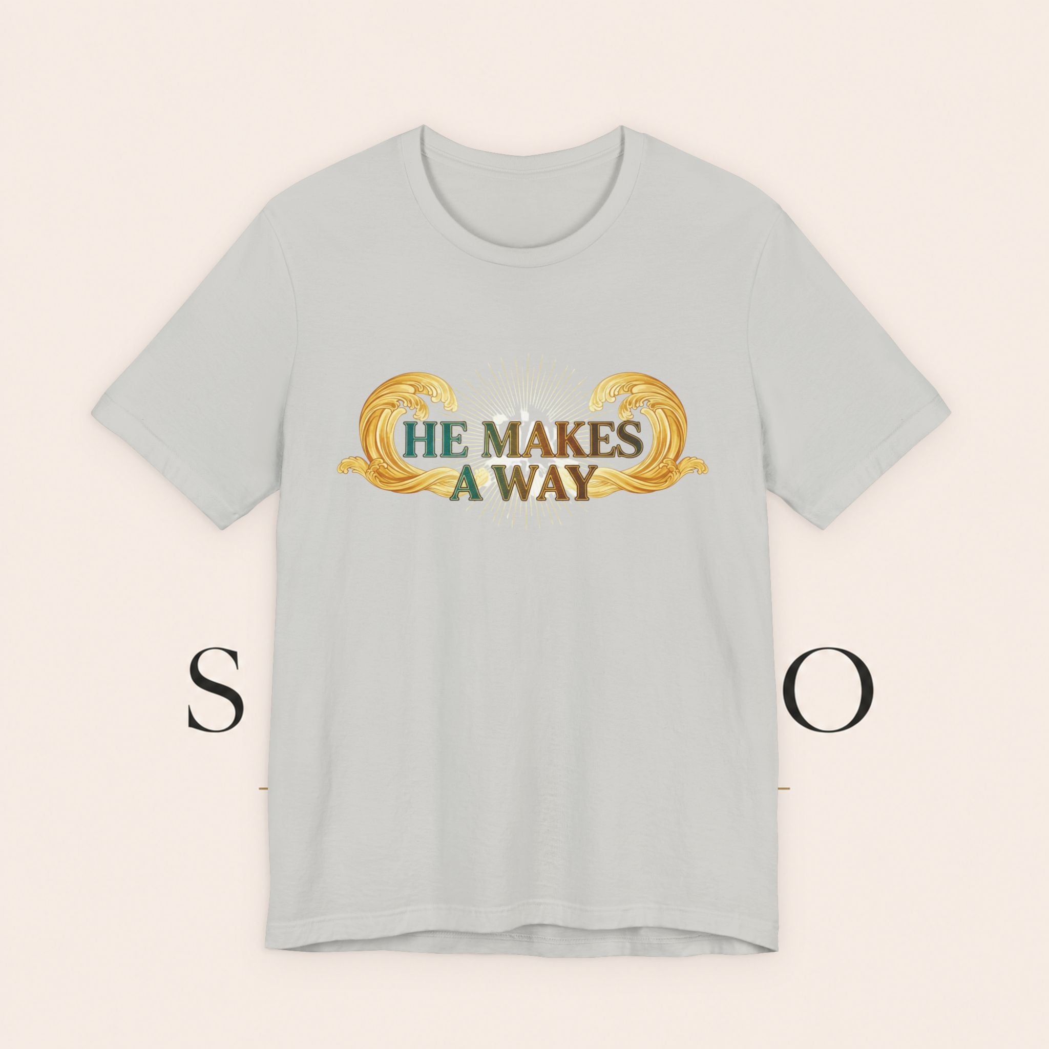 He Makes A Way T-Shirt — Faith Christian Tee with Parting Seas Back Graphic