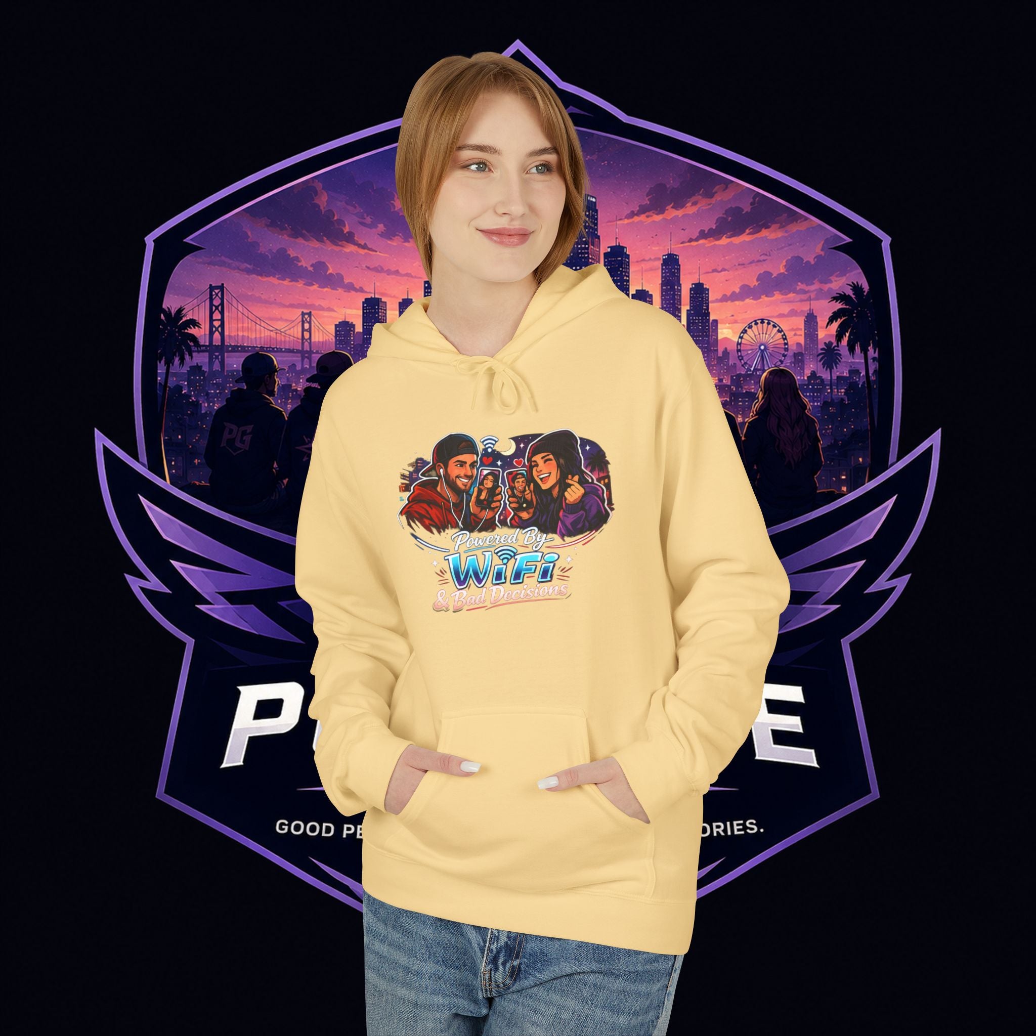 LDR inspired Retro '80s Vibes Hoodie — Neon Miami Movie Couple Design