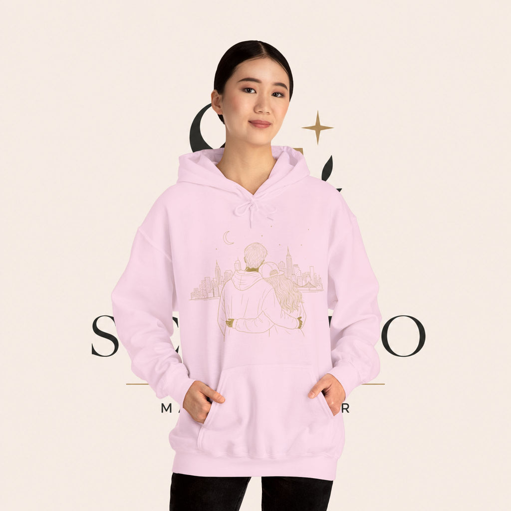 Couple Silhouette Hoodie – Romantic Cityscape 'Together' Pullover