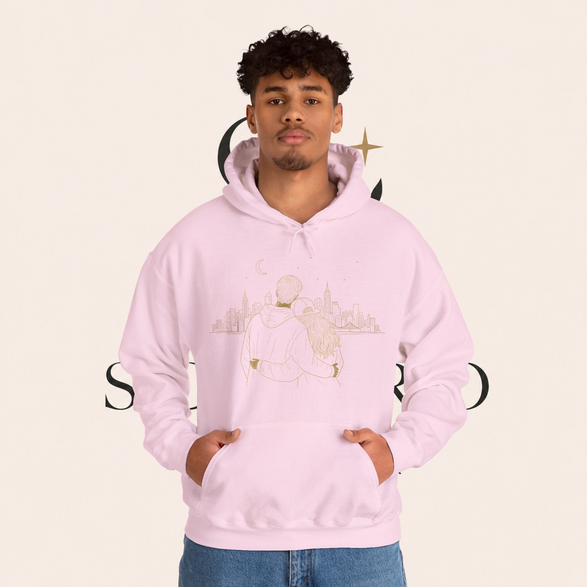 Couple Silhouette Hoodie – Romantic Cityscape 'Together' Pullover